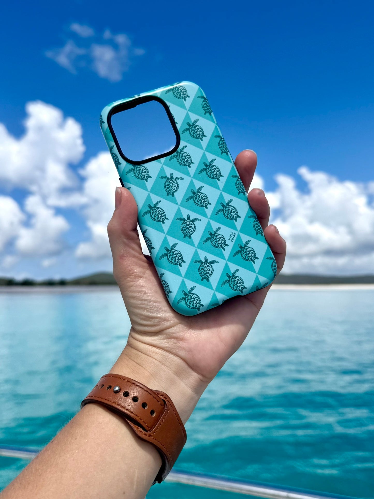 iPhone Phone Case - Turtle Diamonds Teal