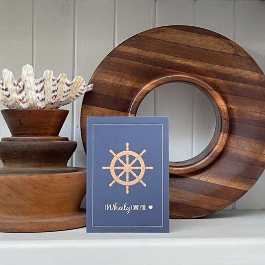 Ships Wheel Nautical greeting card with ocean lover design and envelope