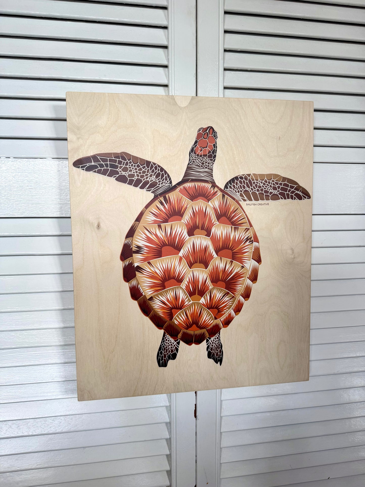 LIMITED TIME ONLY Wood Wall Art - Juvenile Green Turtle