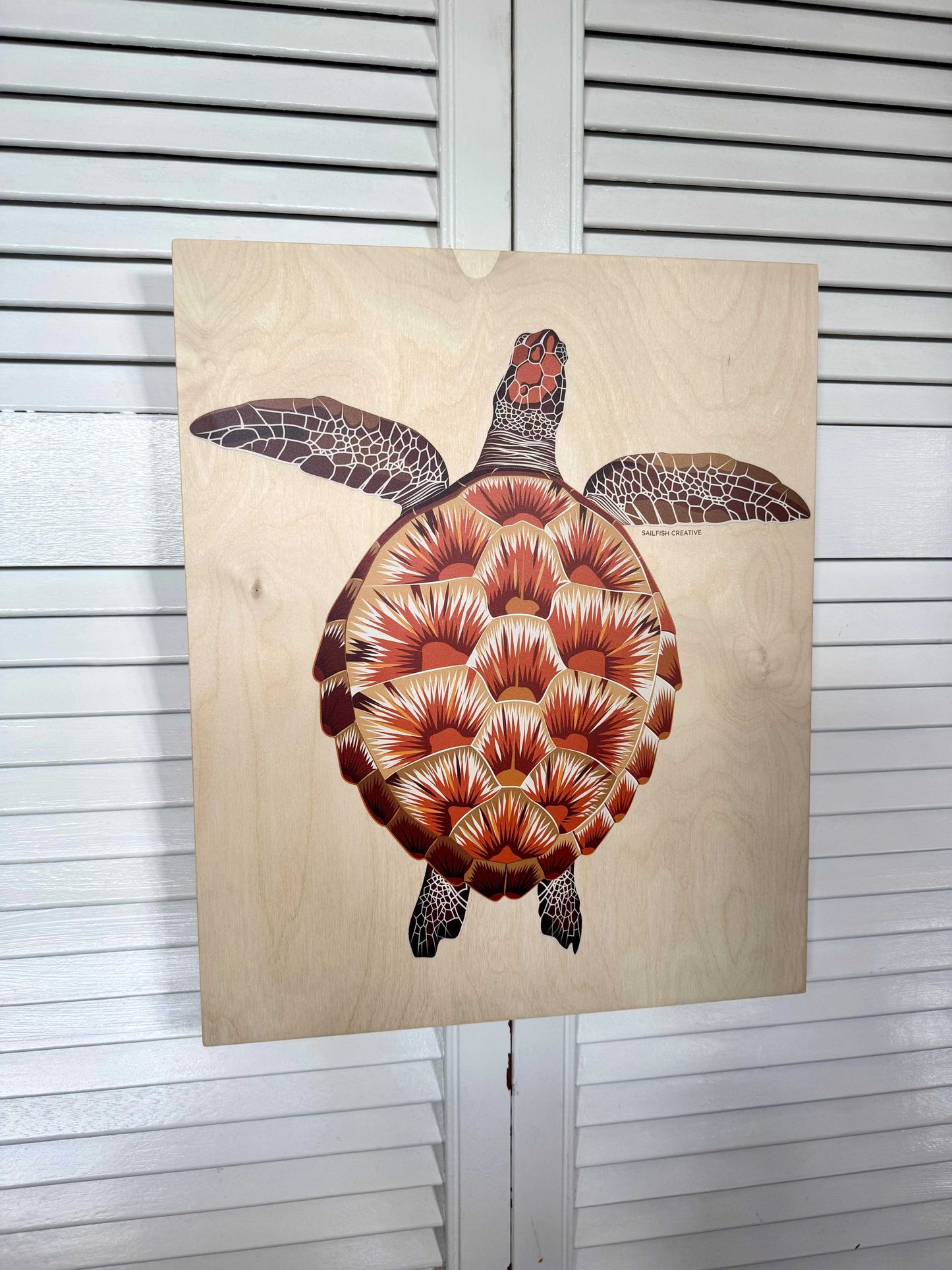 LIMITED TIME ONLY Wood Wall Art - Juvenile Green Turtle