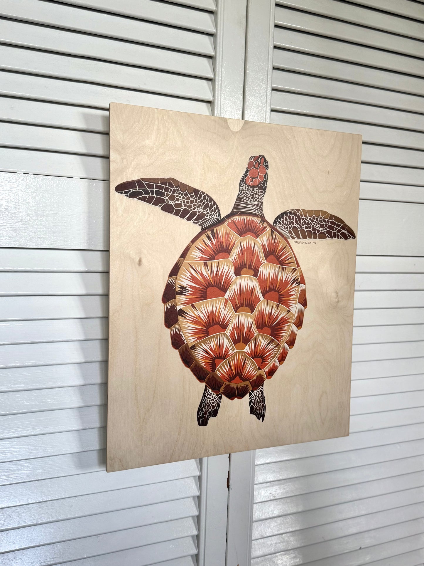 LIMITED TIME ONLY Wood Wall Art - Juvenile Green Turtle