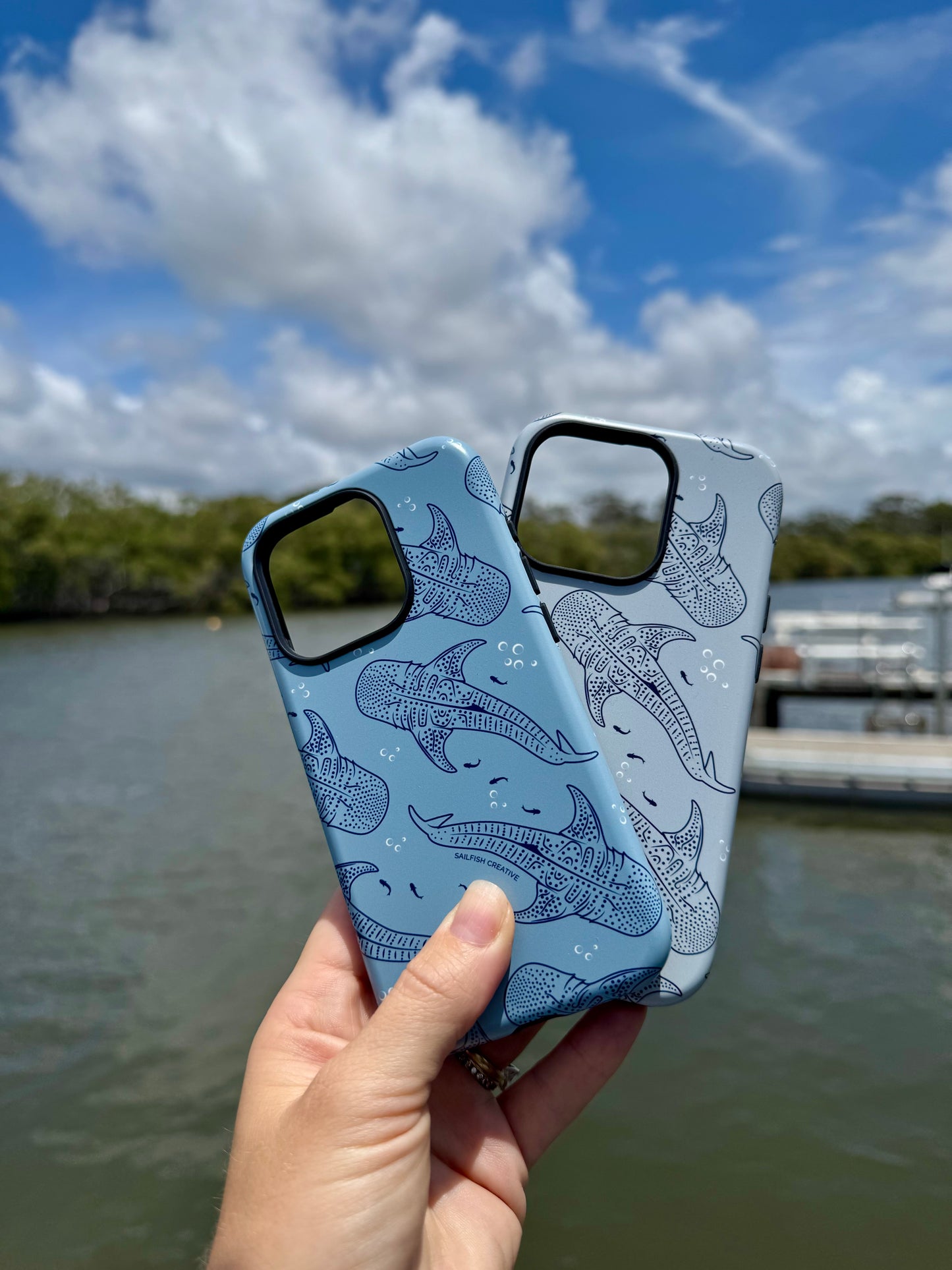 iPhone Tough Phone Case - Whale Sharks Pattern Bluer - Sailfish Creative