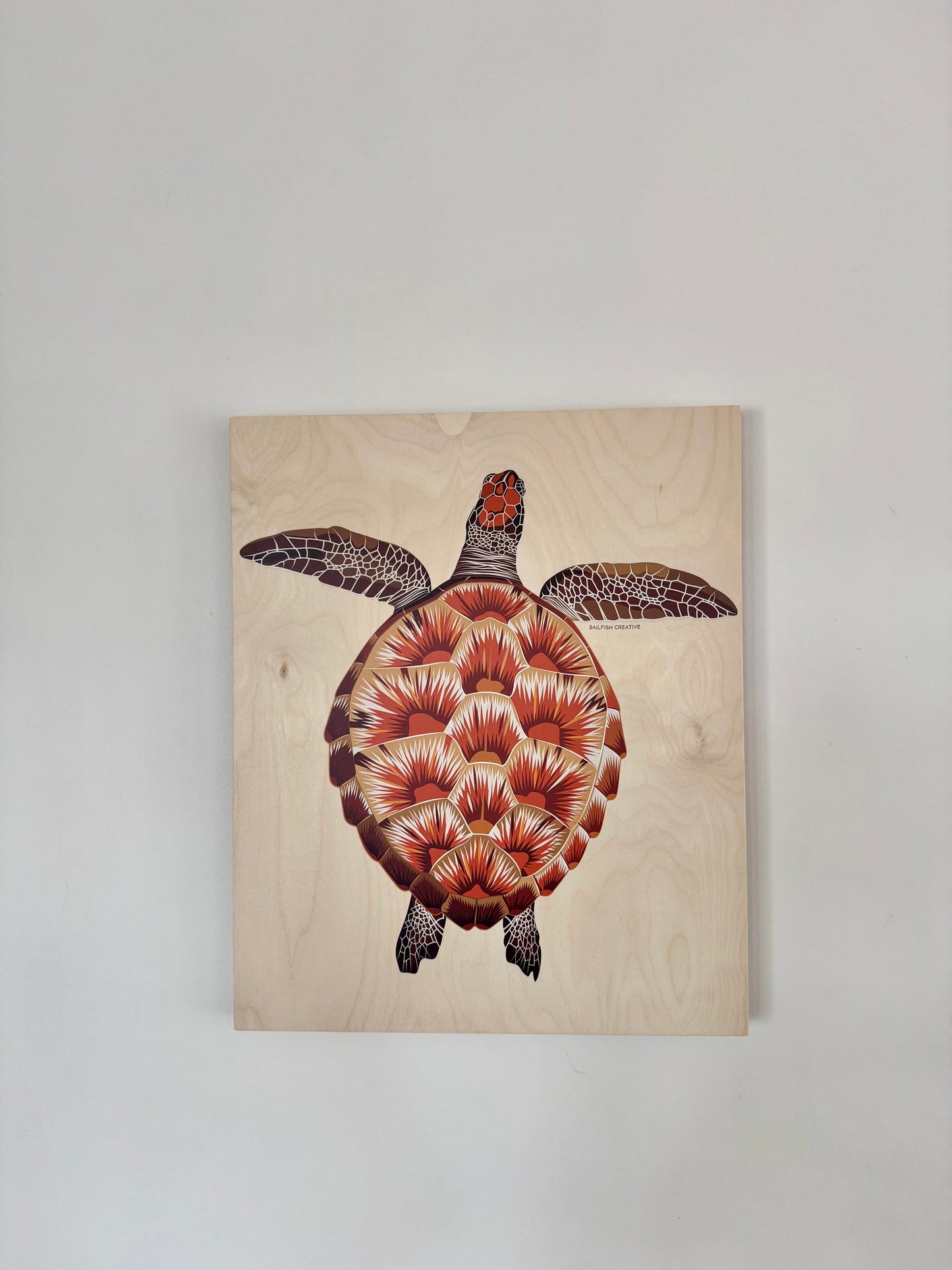 LIMITED TIME ONLY Wood Wall Art - Juvenile Green Turtle