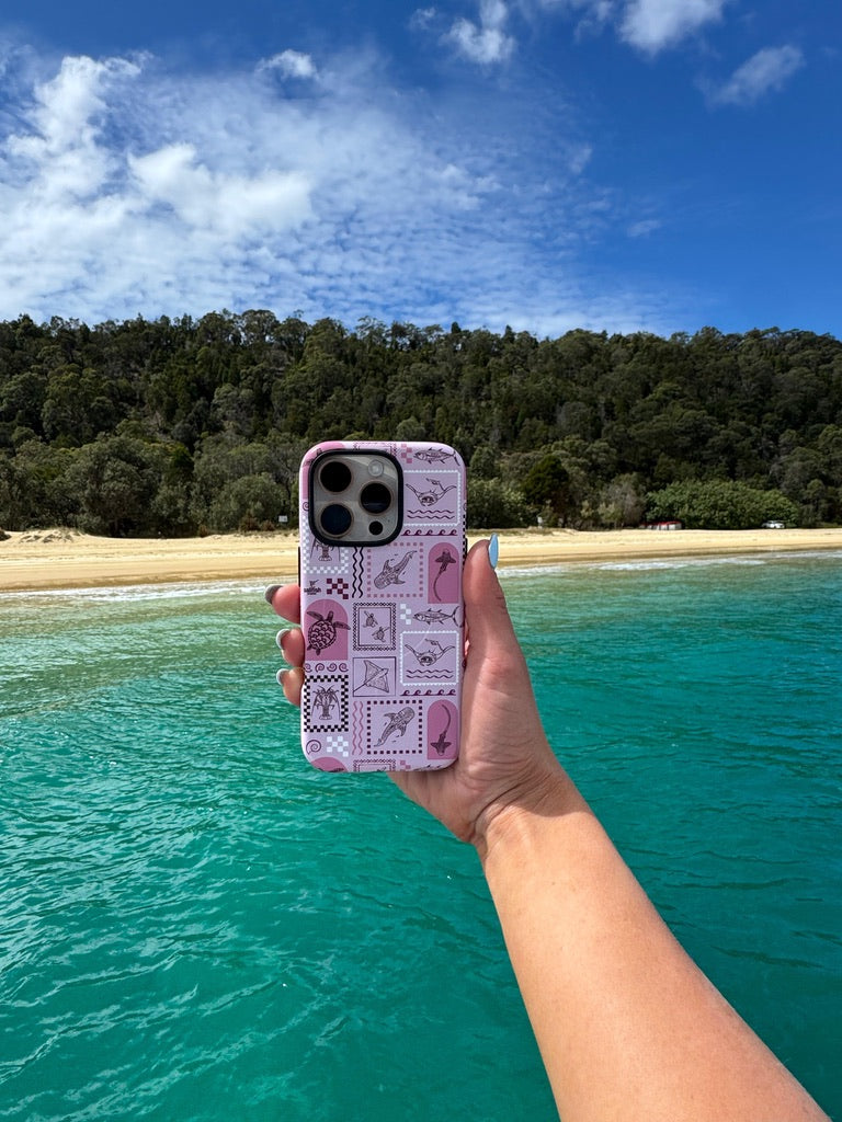 iPhone MagSafe Tough Phone Case - Arches Print Orchid