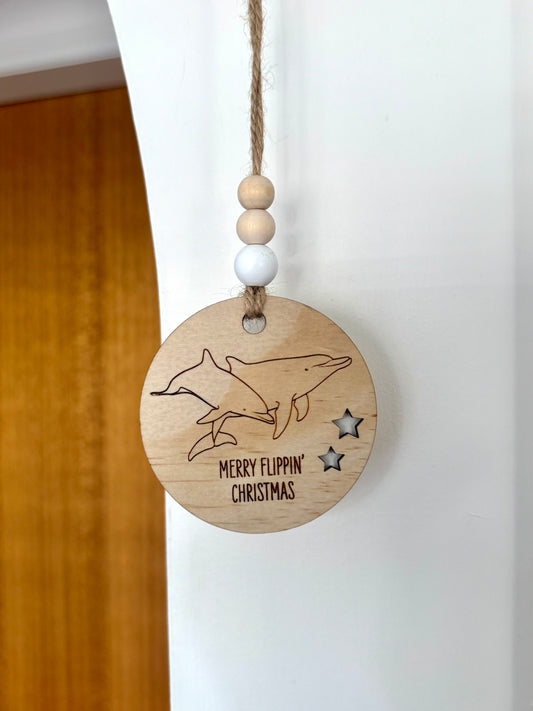 Wooden Christmas Decoration - Dolphins