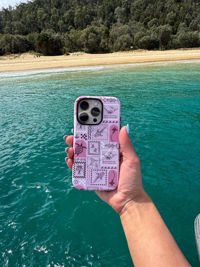 iPhone MagSafe Tough Phone Case - Arches Print Orchid