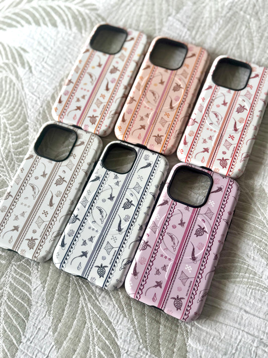 iPhone Phone Case - Candy Stripes Overcast Blue on White