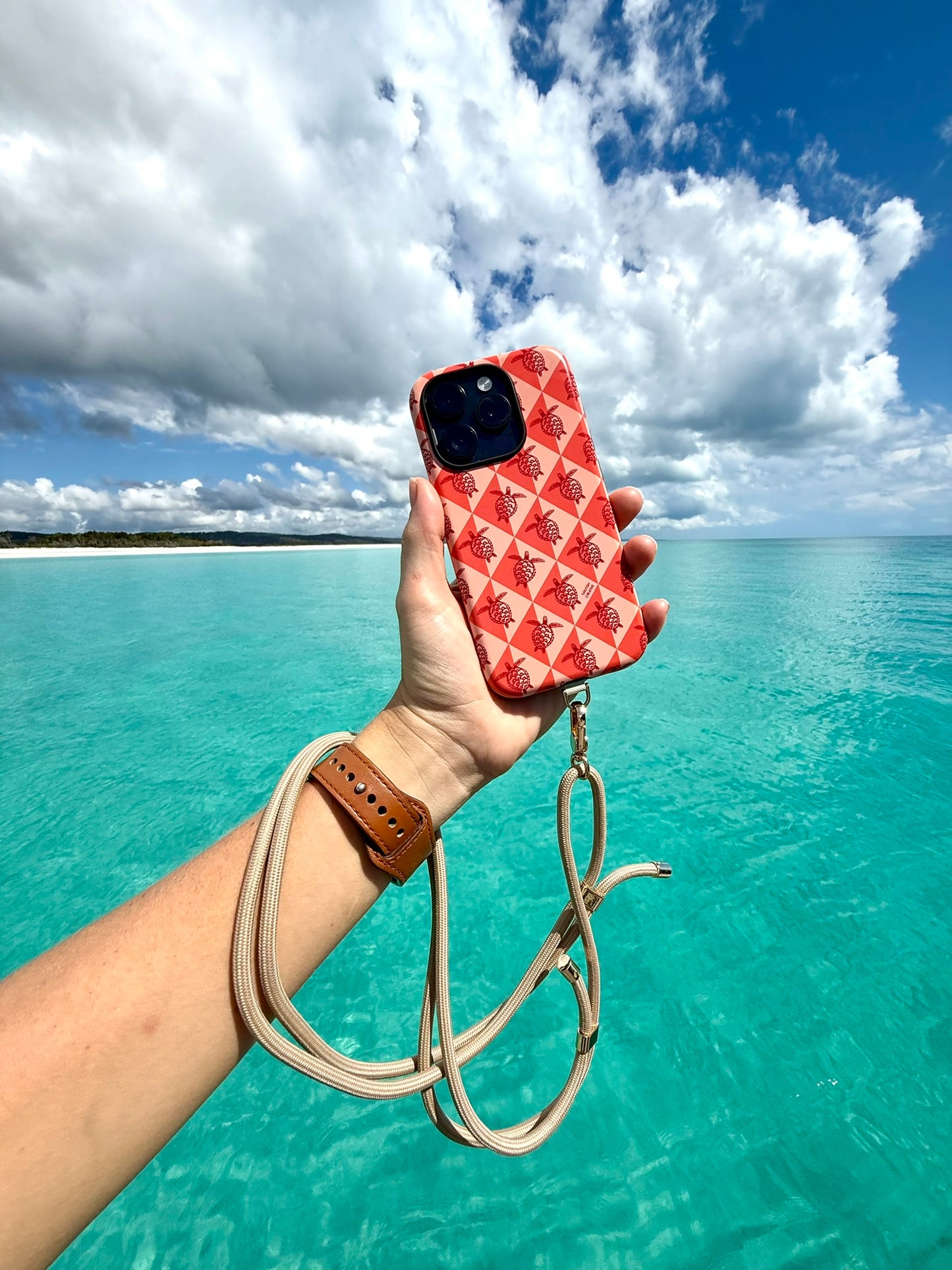 iPhone Tough Phone Case - Turtle Diamonds Coral