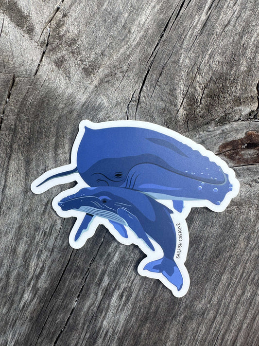 Sticker - 2 Humpback Whales Mum and Baby - Sailfish Creative