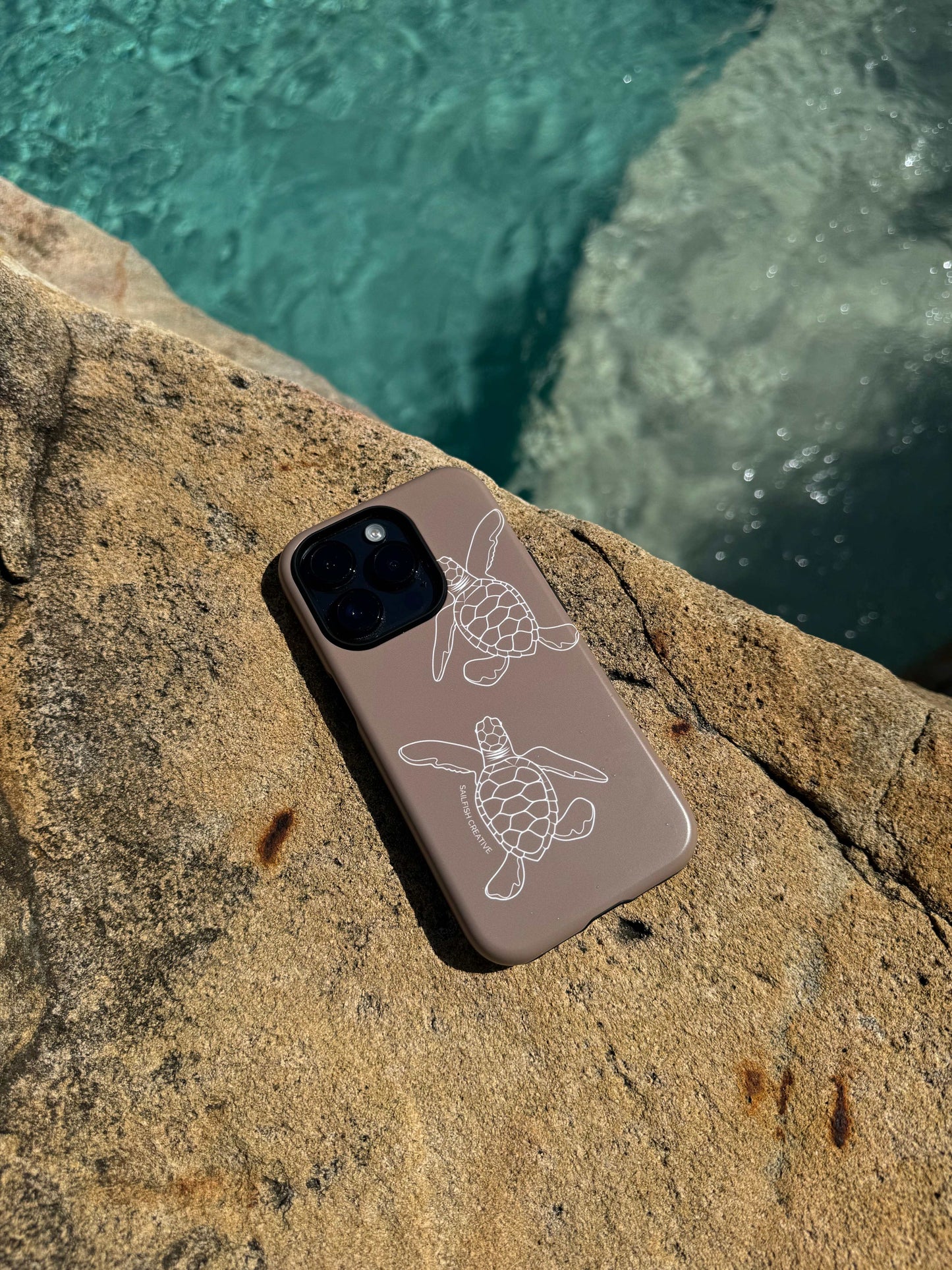 iPhone Tough Phone Case - Turtle Hatchlings Outline Natural - Sailfish Creative