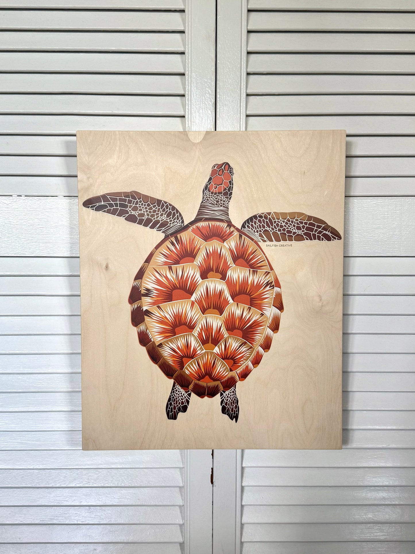 LIMITED TIME ONLY Wood Wall Art - Juvenile Green Turtle