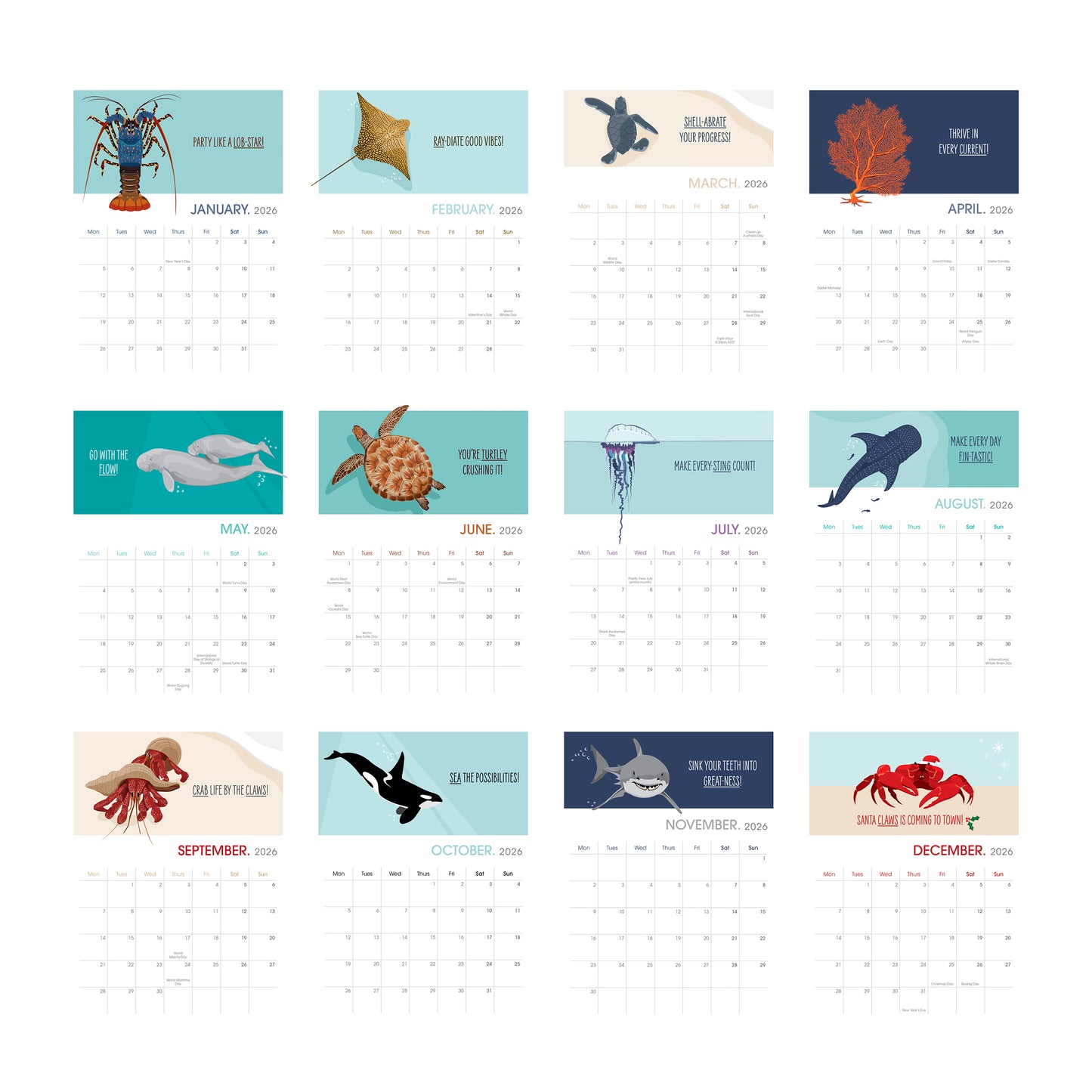 PRE-ORDER 2026 Calendar with Wooden stand