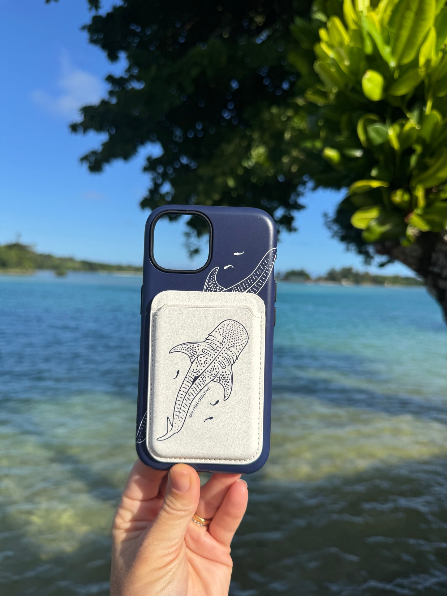 iPhone MagSafe Tough Case - Whale Sharks Outline Navy
