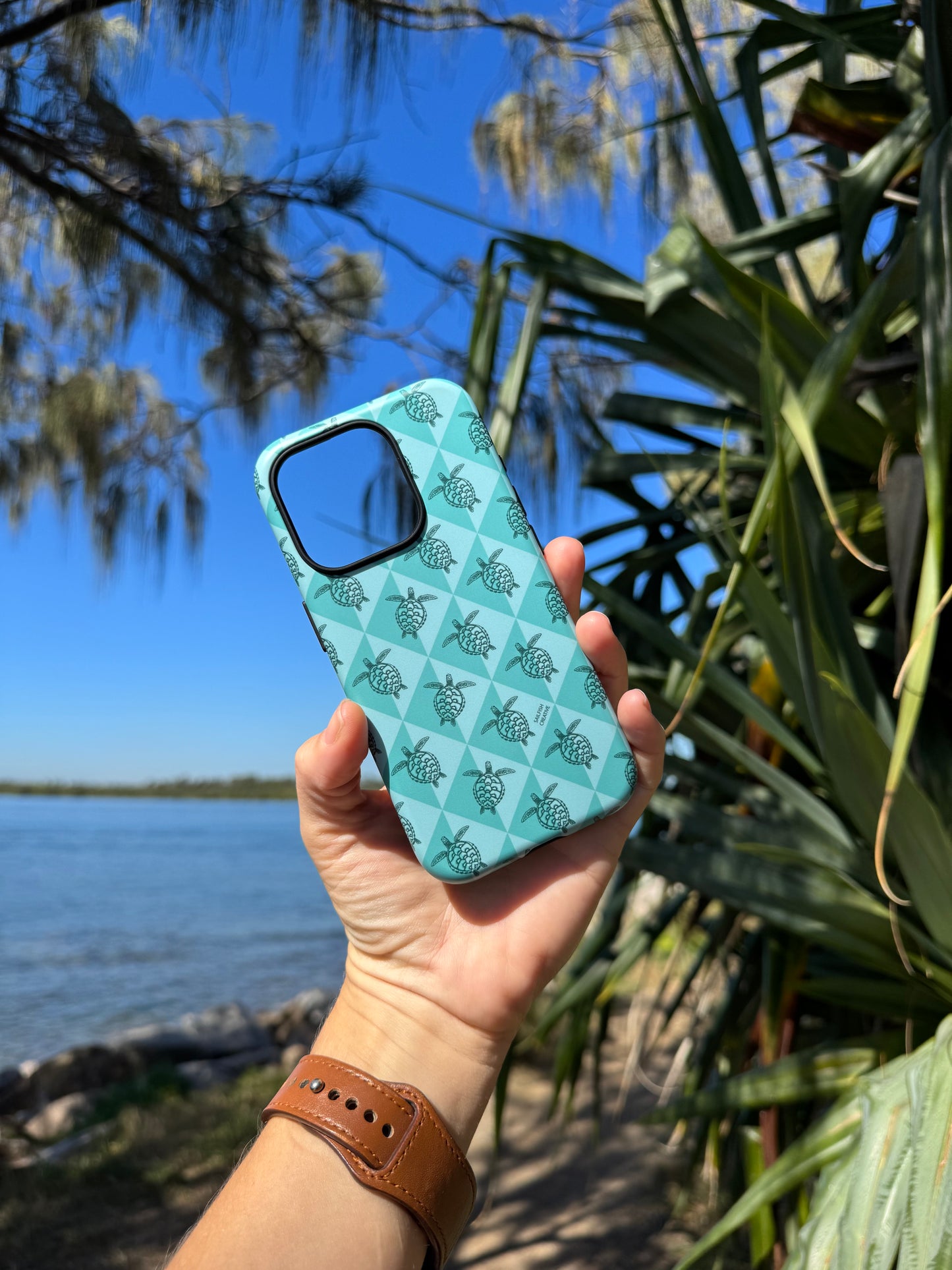 iPhone Tough Phone Case - Turtle Diamonds Teal