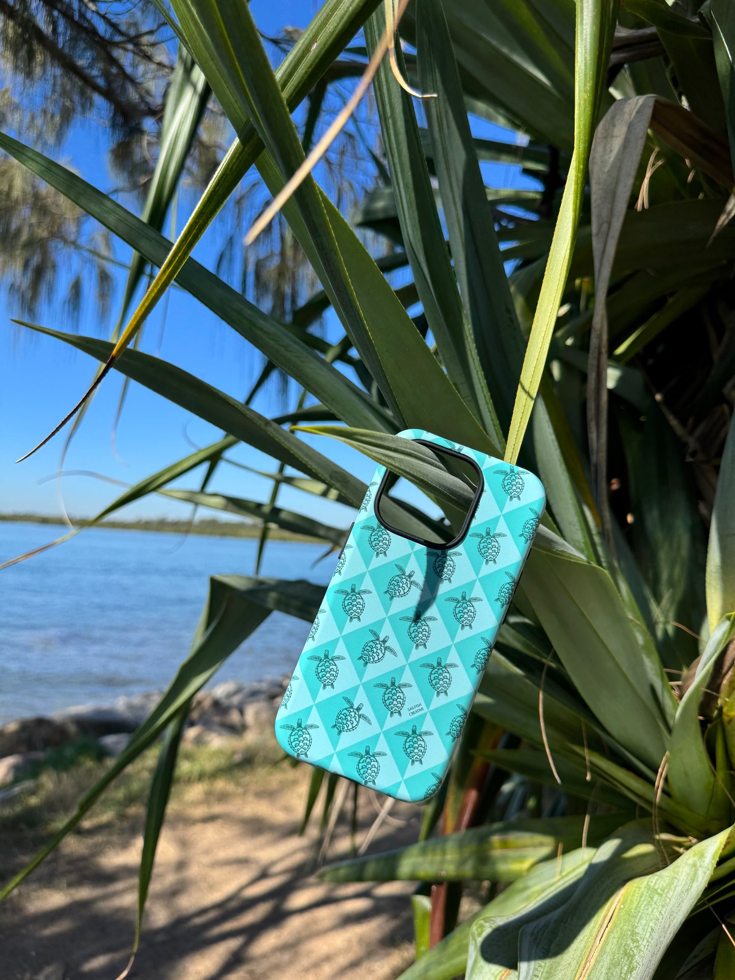 iPhone Tough Phone Case - Turtle Diamonds Teal