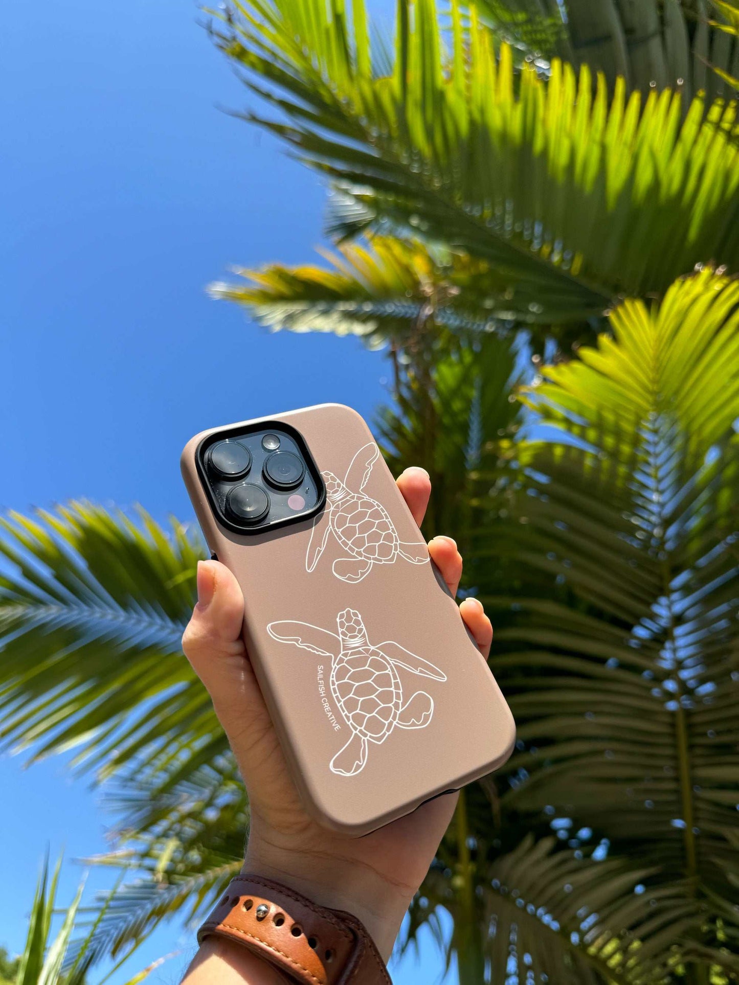 iPhone Tough Phone Case - Turtle Hatchlings Outline Natural - Sailfish Creative