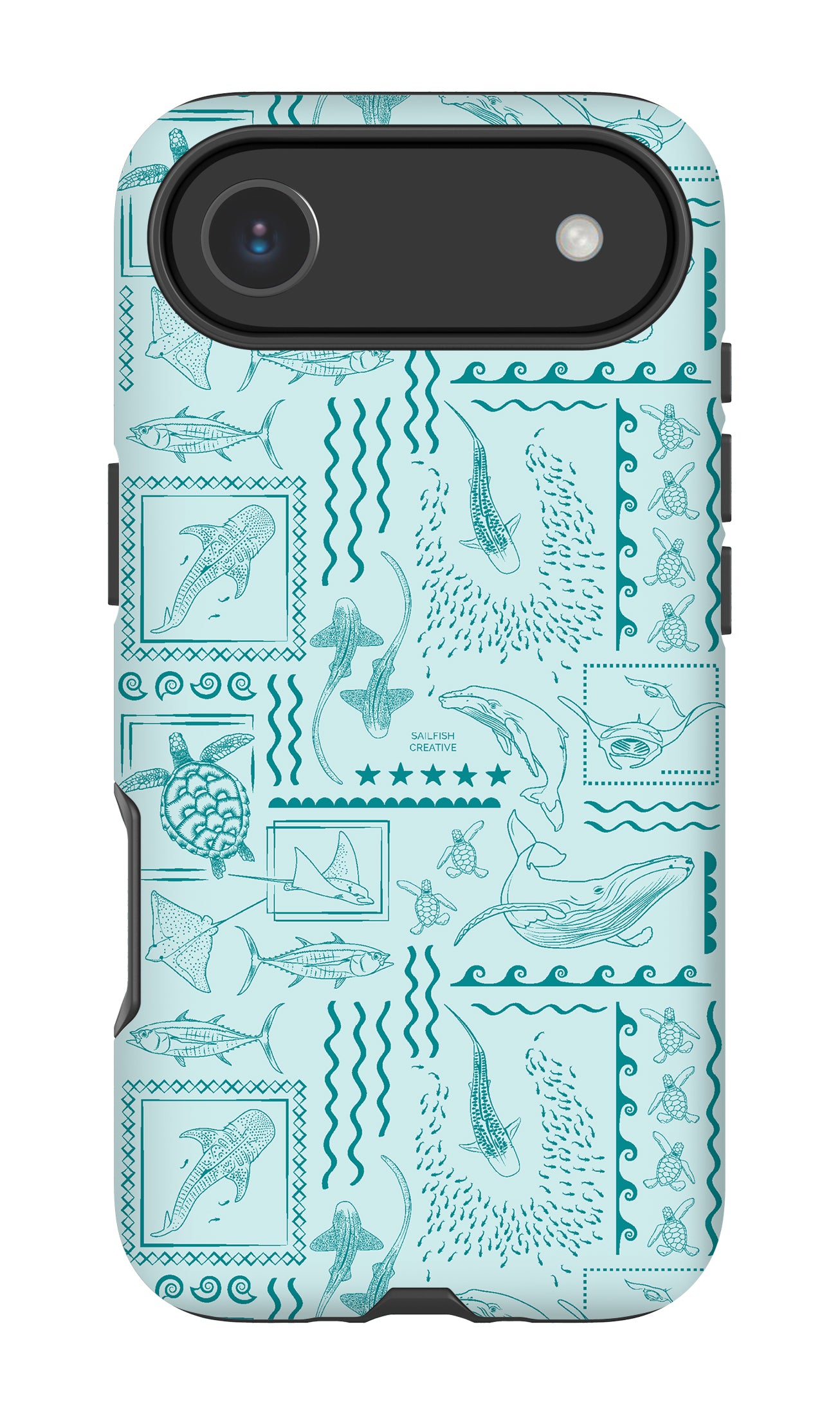 iPhone Tough Phone Case - Busy Print Teal