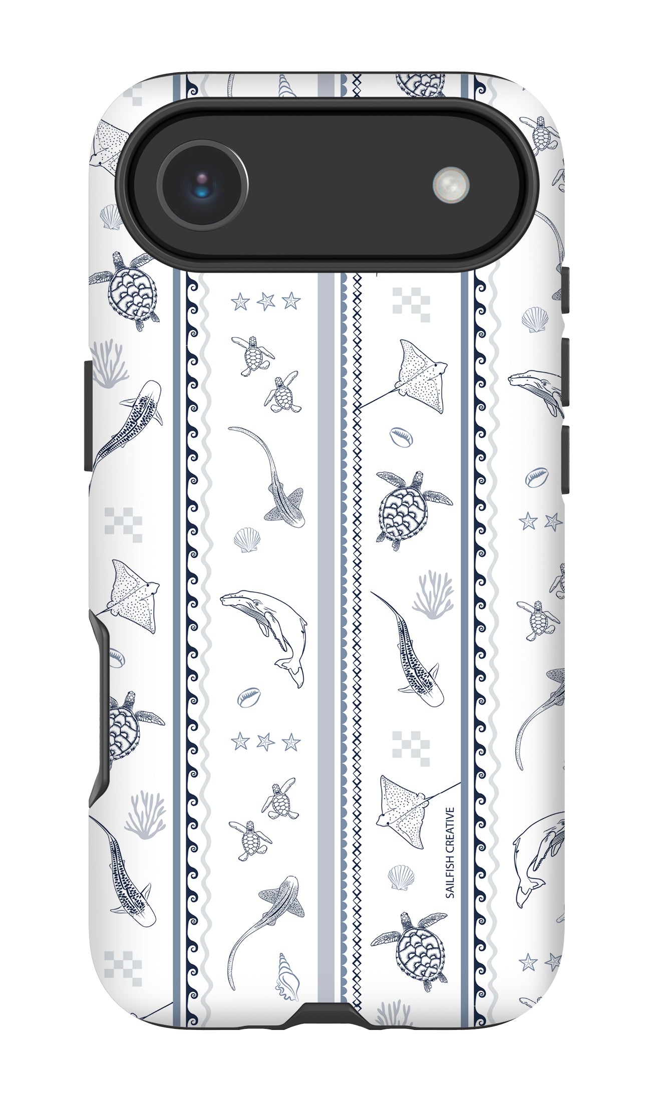 iPhone Phone Case - Candy Stripes Overcast Blue on White