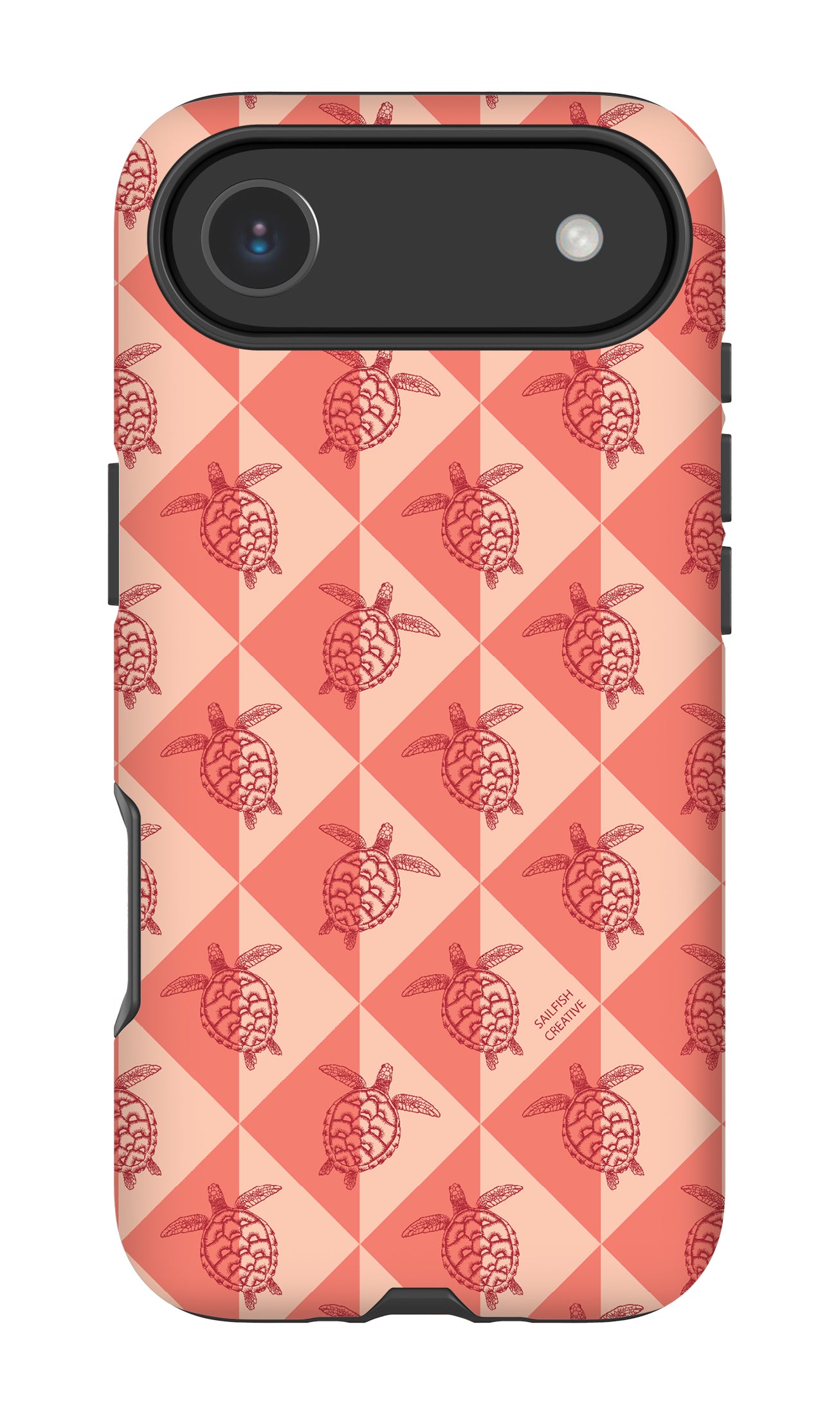 iPhone Tough Phone Case - Turtle Diamonds Coral
