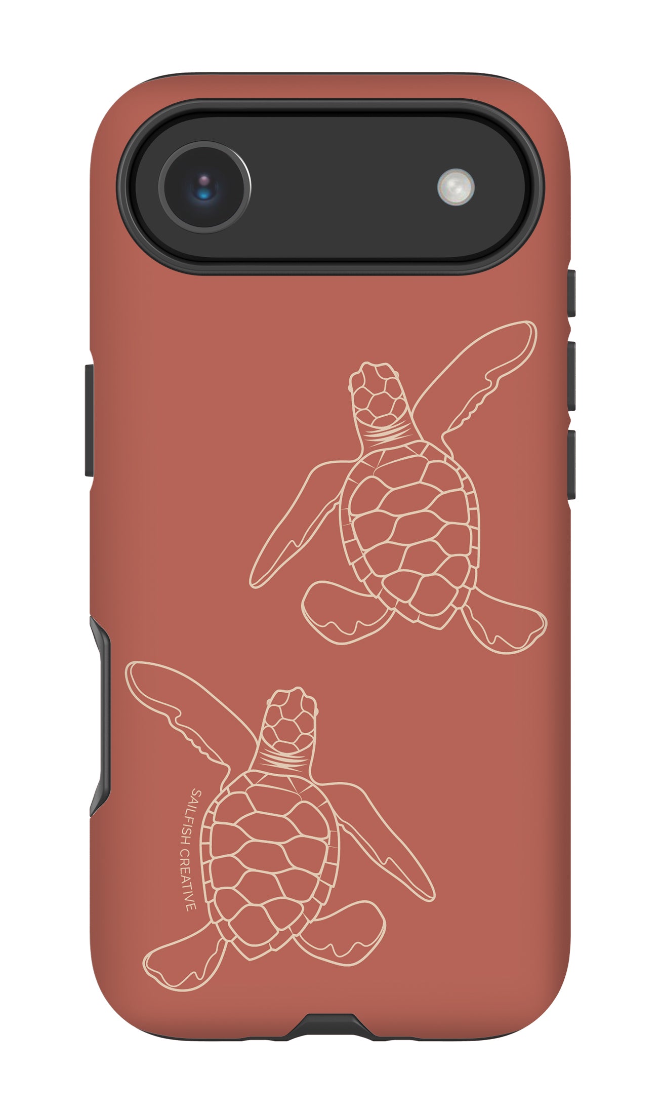 iPhone Tough Case - Turtle Hatchlings Outline Rusty Coral