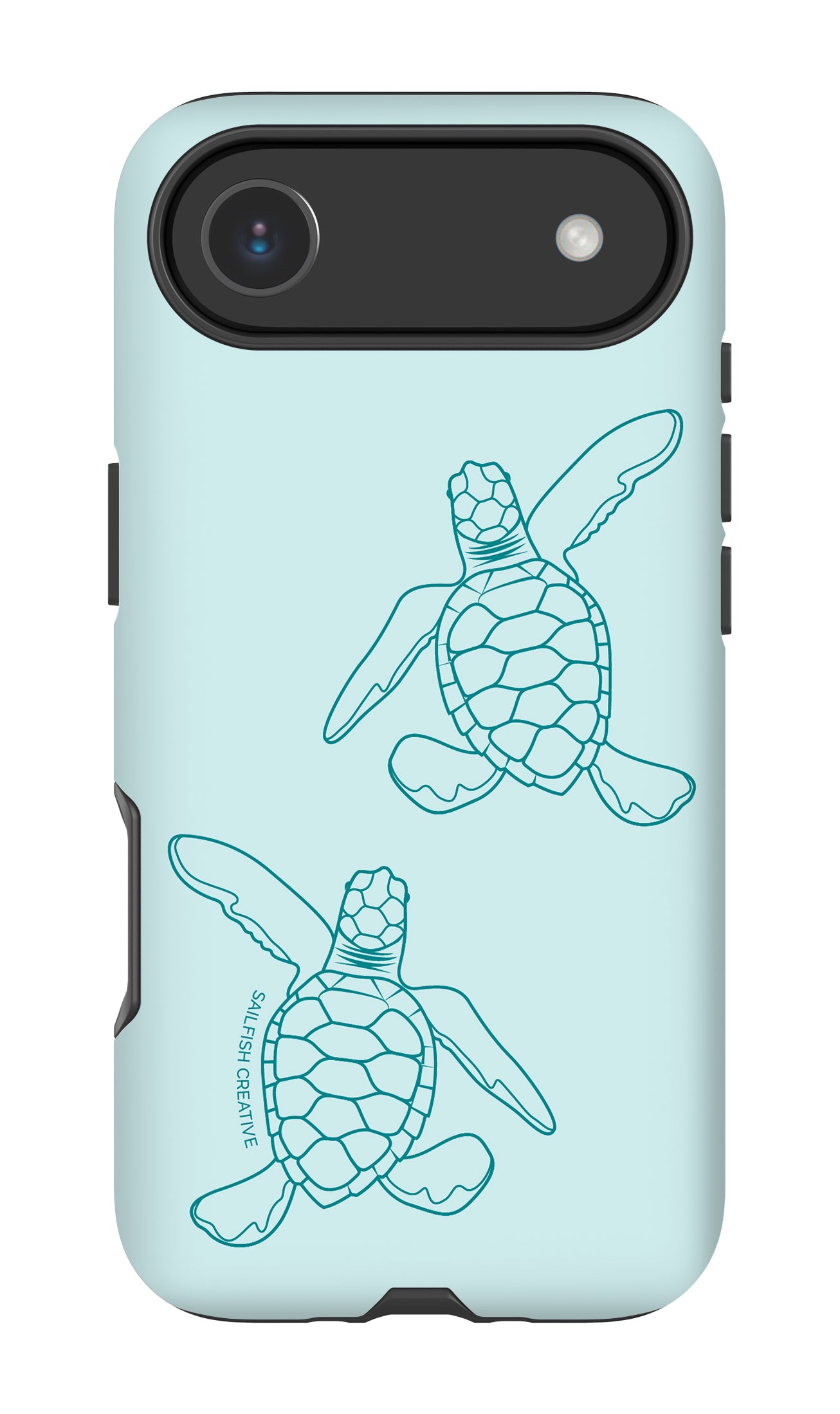 iPhone Tough Phone Case - Turtle Hatchlings Outline Teal