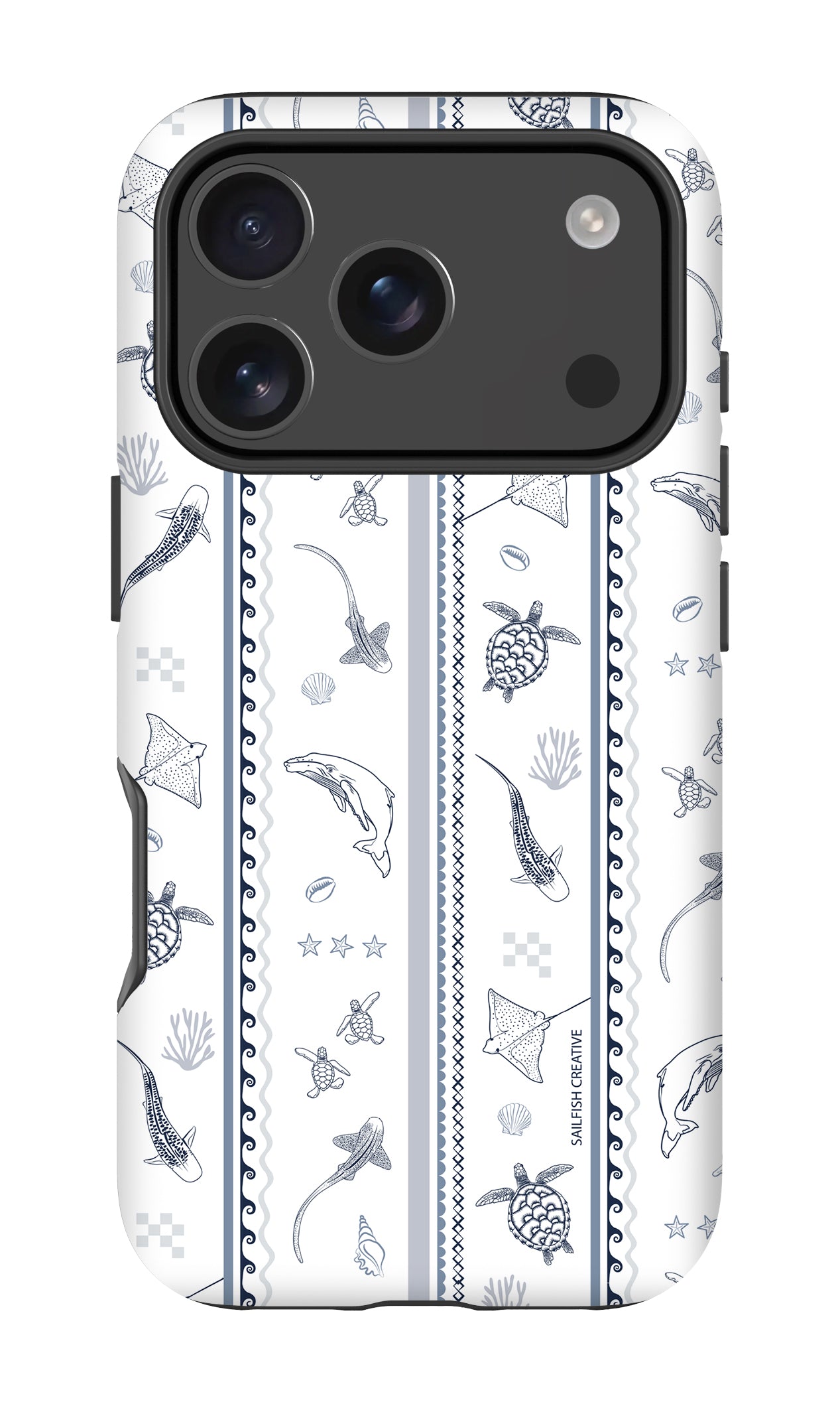 iPhone Phone Case - Candy Stripes Overcast Blue on White