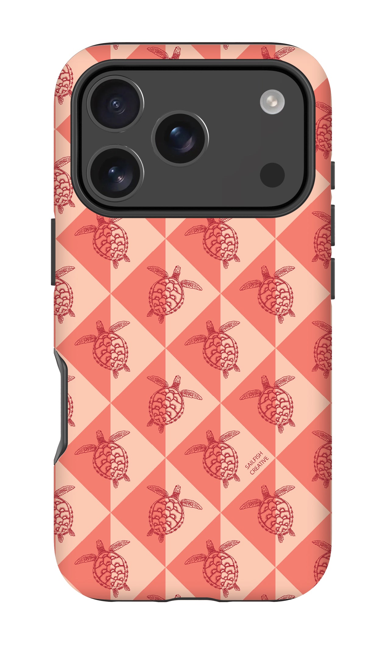 iPhone Tough Phone Case - Turtle Diamonds Coral