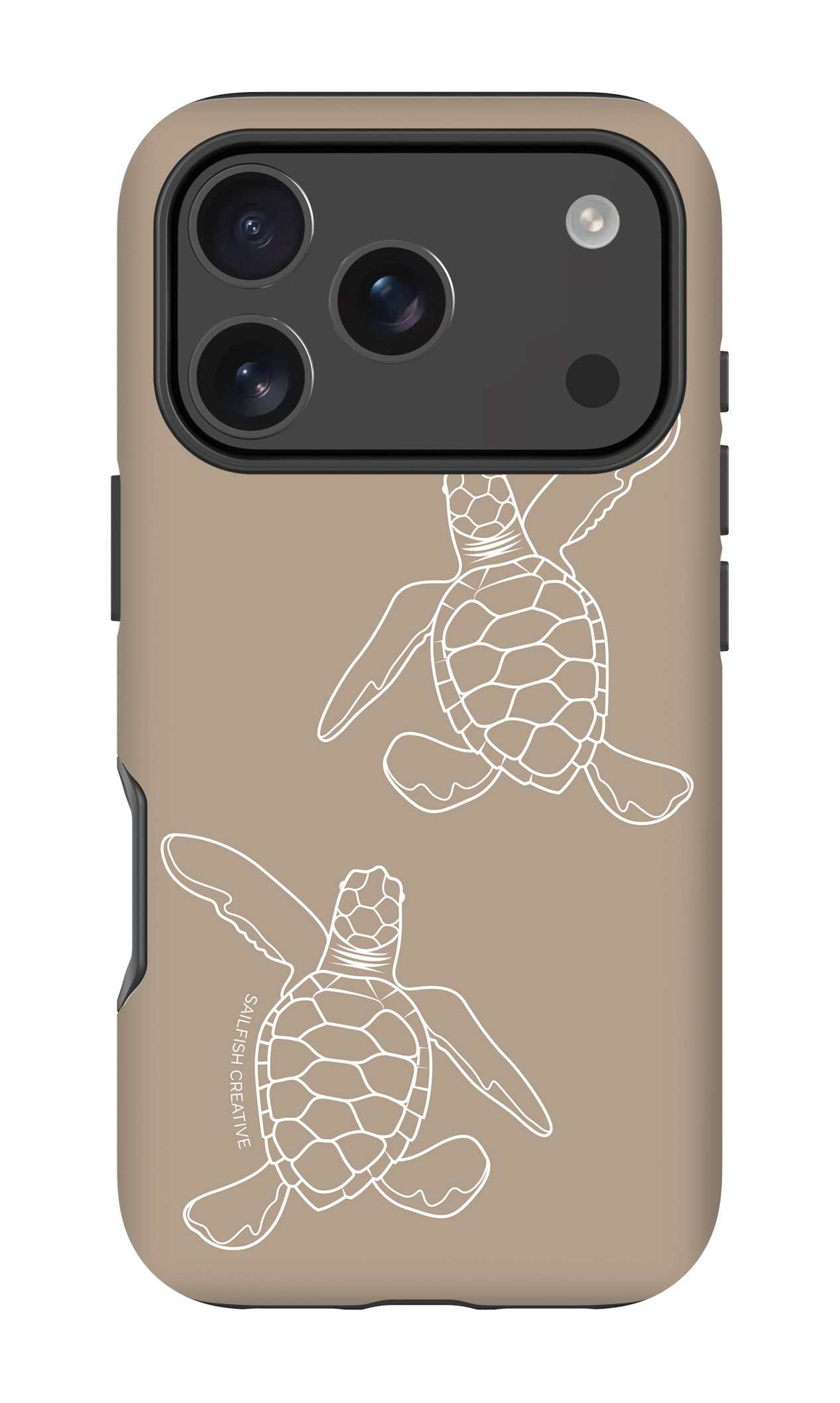 iPhone Tough Phone Case - Turtle Hatchlings Outline Natural - Sailfish Creative