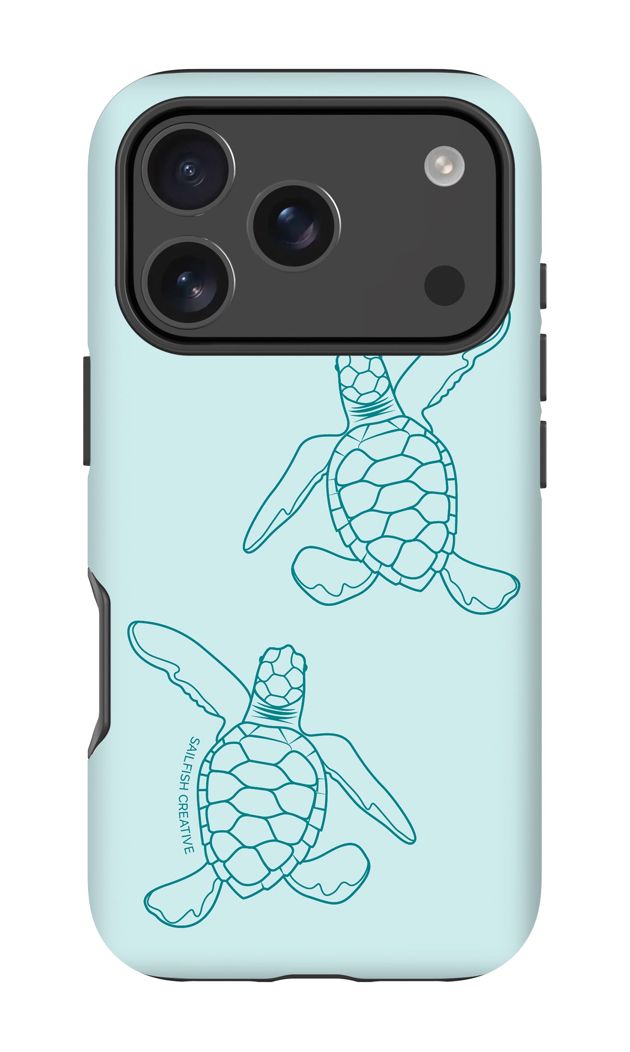 iPhone Tough Phone Case - Turtle Hatchlings Outline Teal