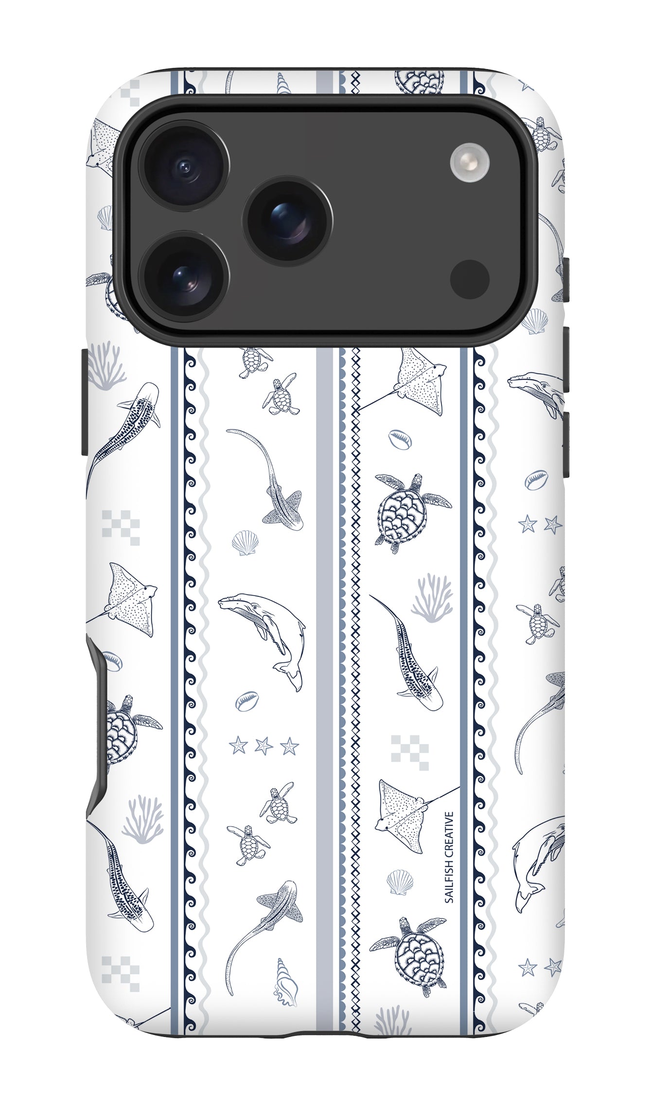 iPhone Phone Case - Candy Stripes Overcast Blue on White