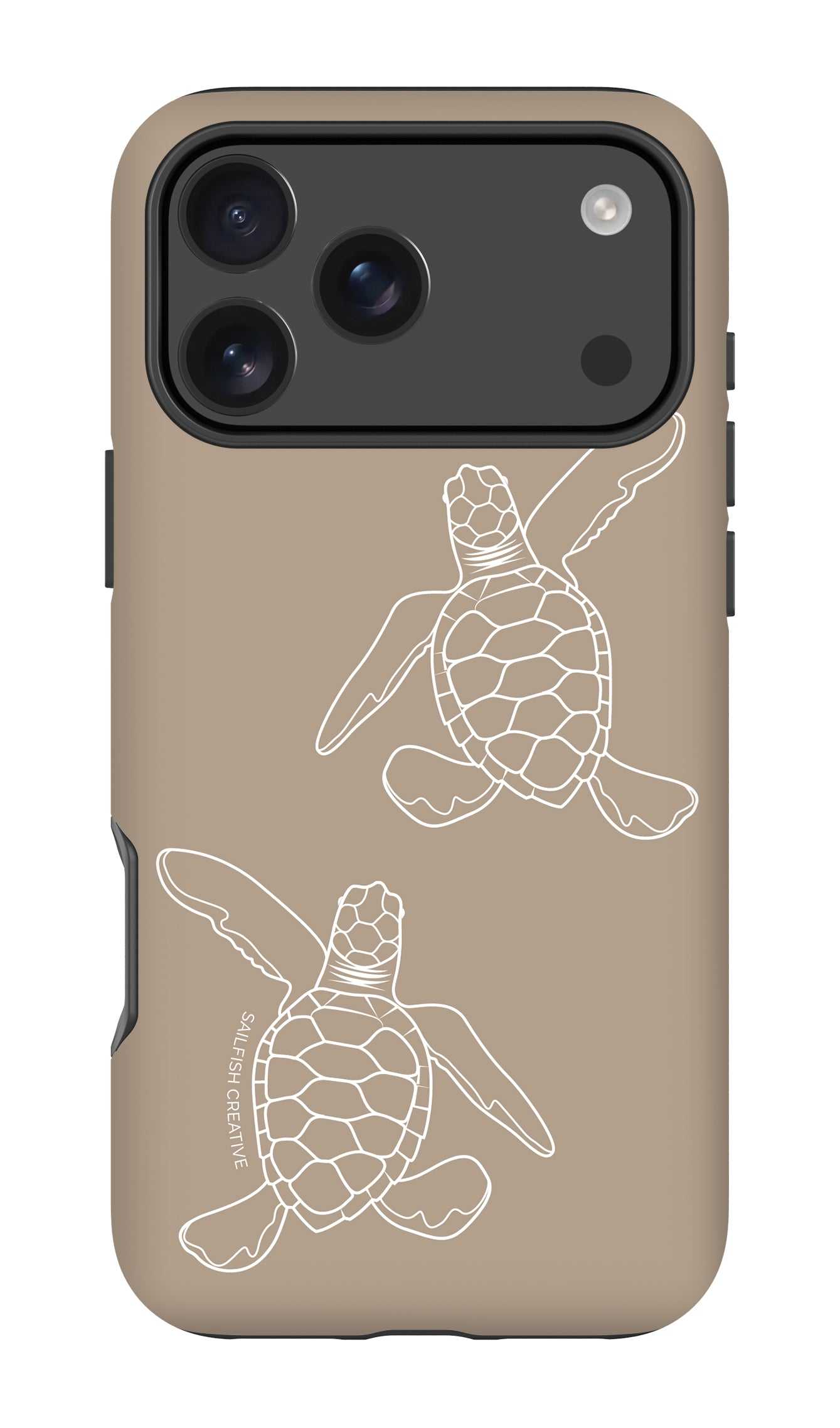 iPhone Tough Phone Case - Turtle Hatchlings Outline Natural - Sailfish Creative