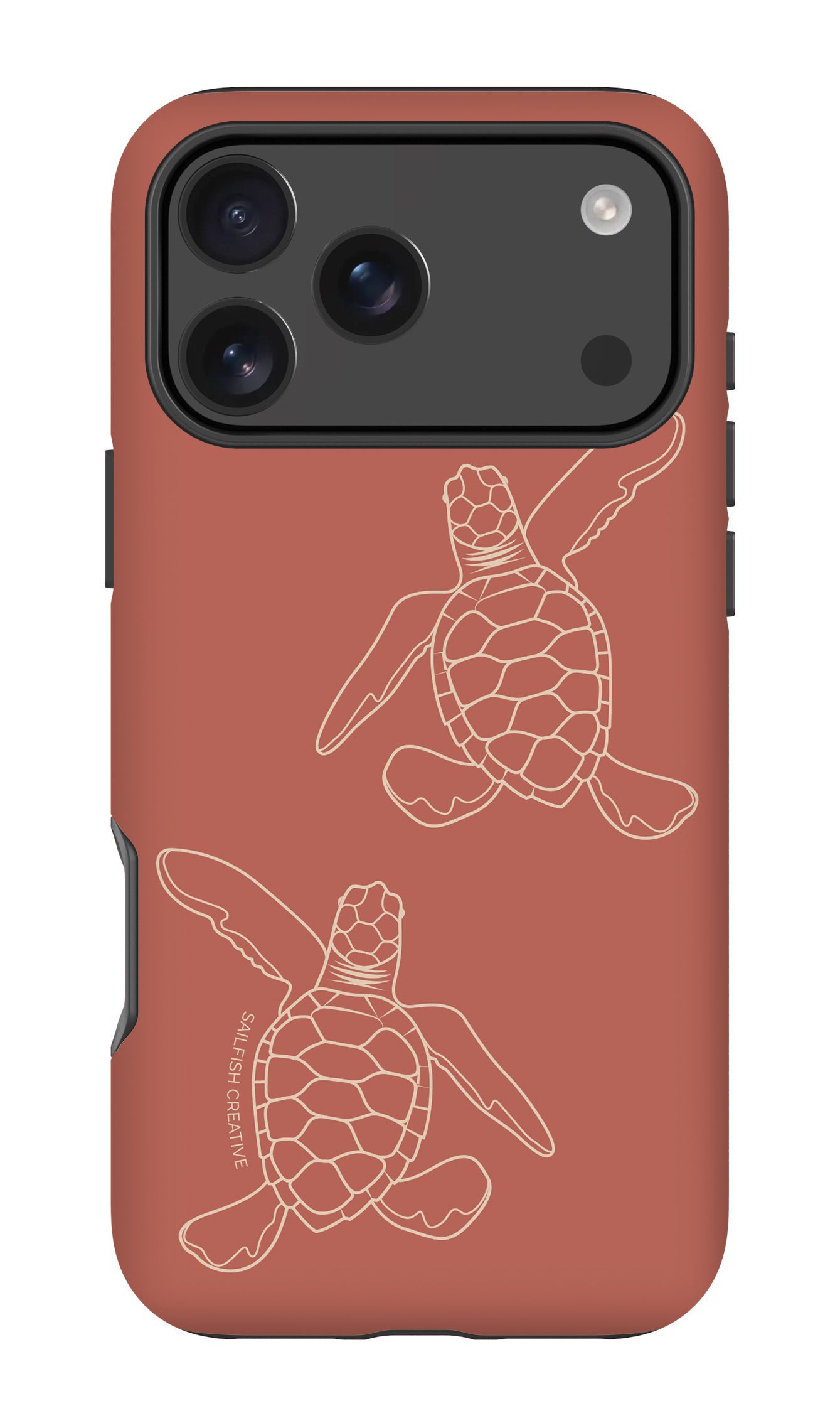 iPhone Tough Case - Turtle Hatchlings Outline Rusty Coral