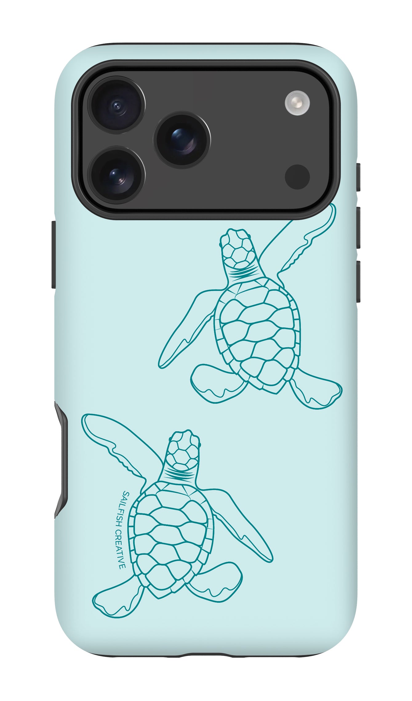 iPhone Tough Phone Case - Turtle Hatchlings Outline Teal