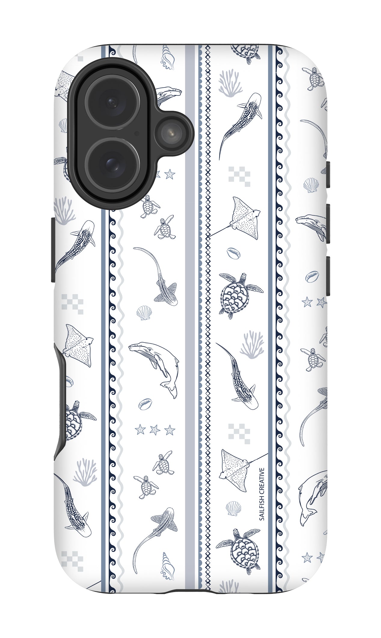 iPhone Phone Case - Candy Stripes Overcast Blue on White