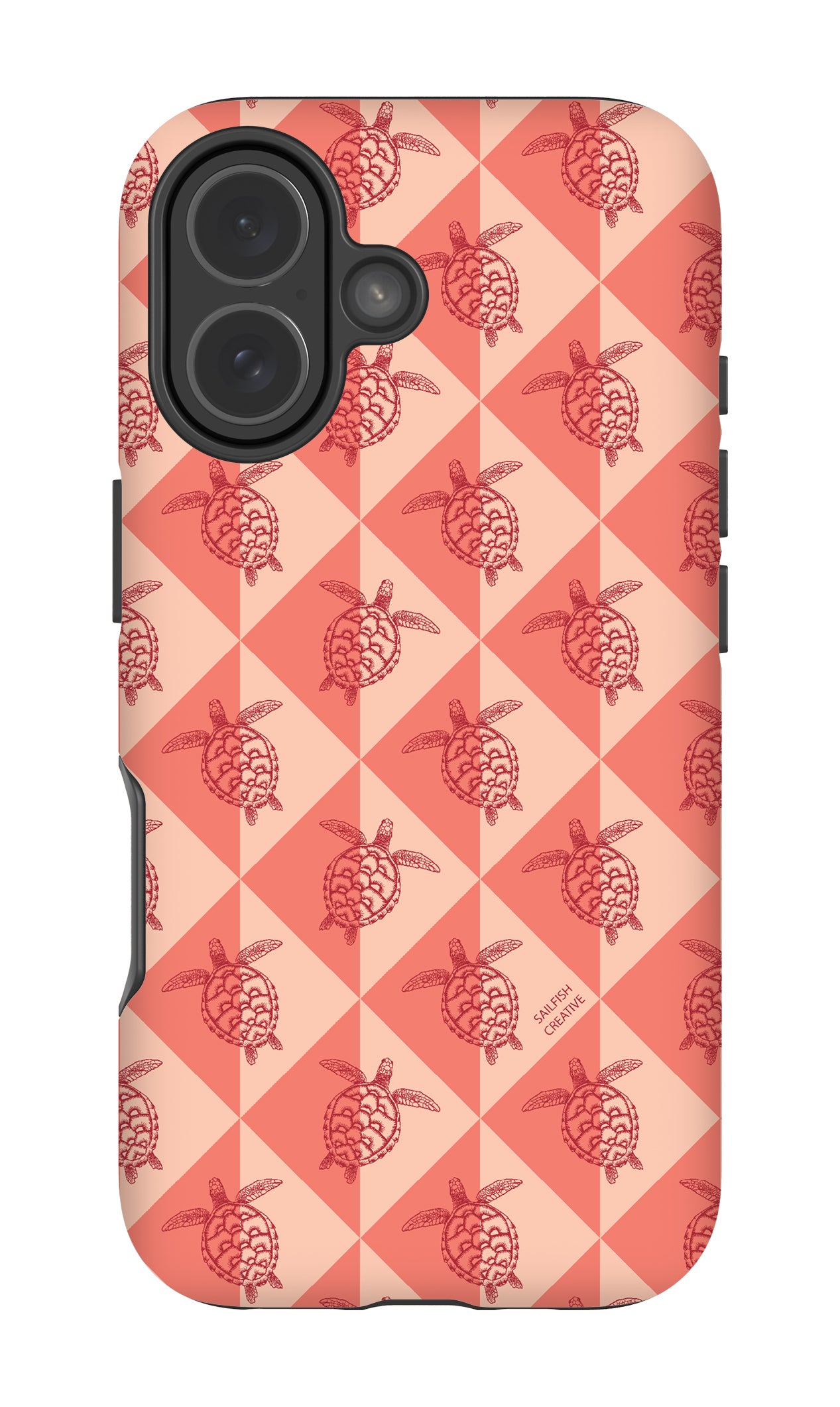 iPhone Tough Phone Case - Turtle Diamonds Coral