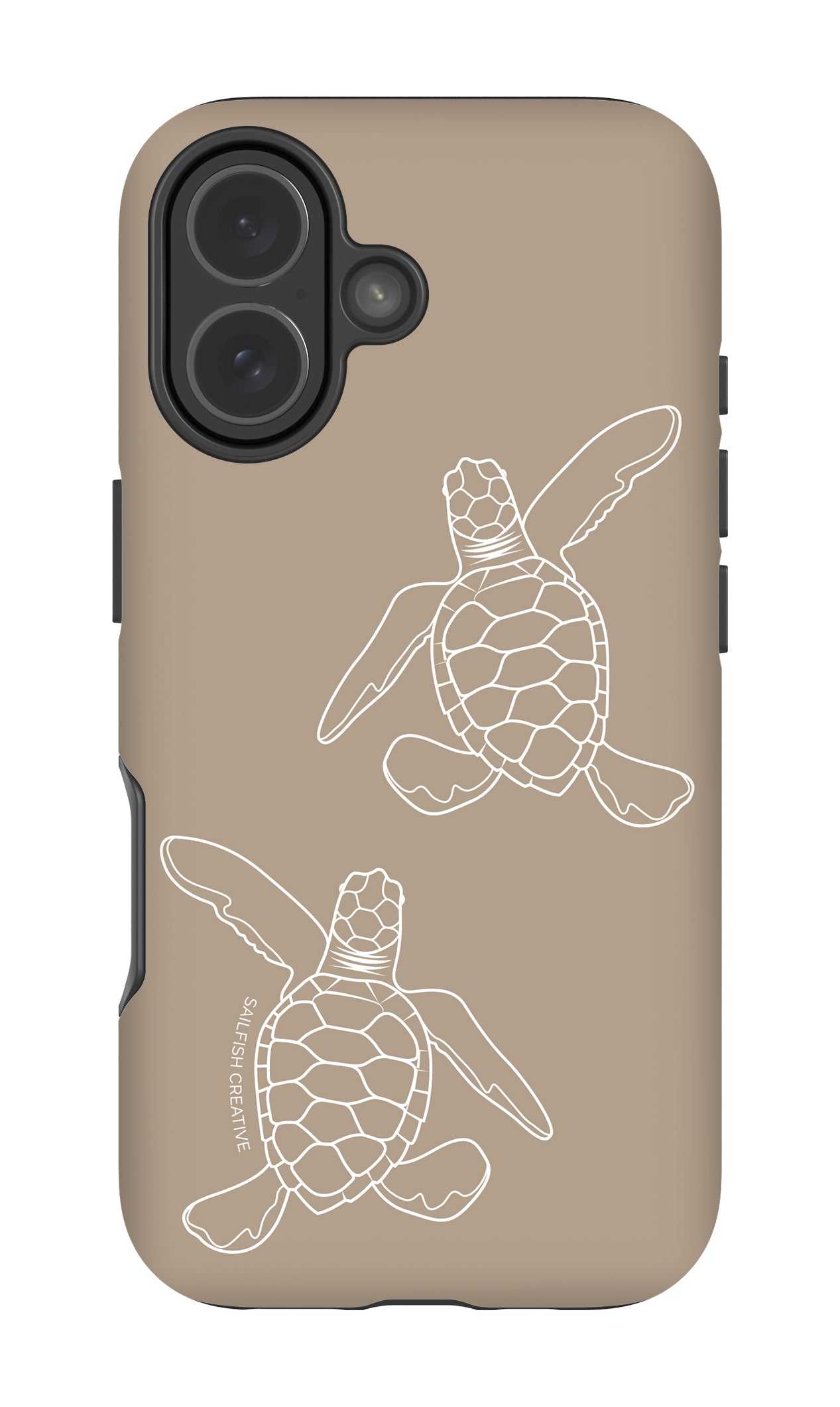iPhone Tough Phone Case - Turtle Hatchlings Outline Natural - Sailfish Creative