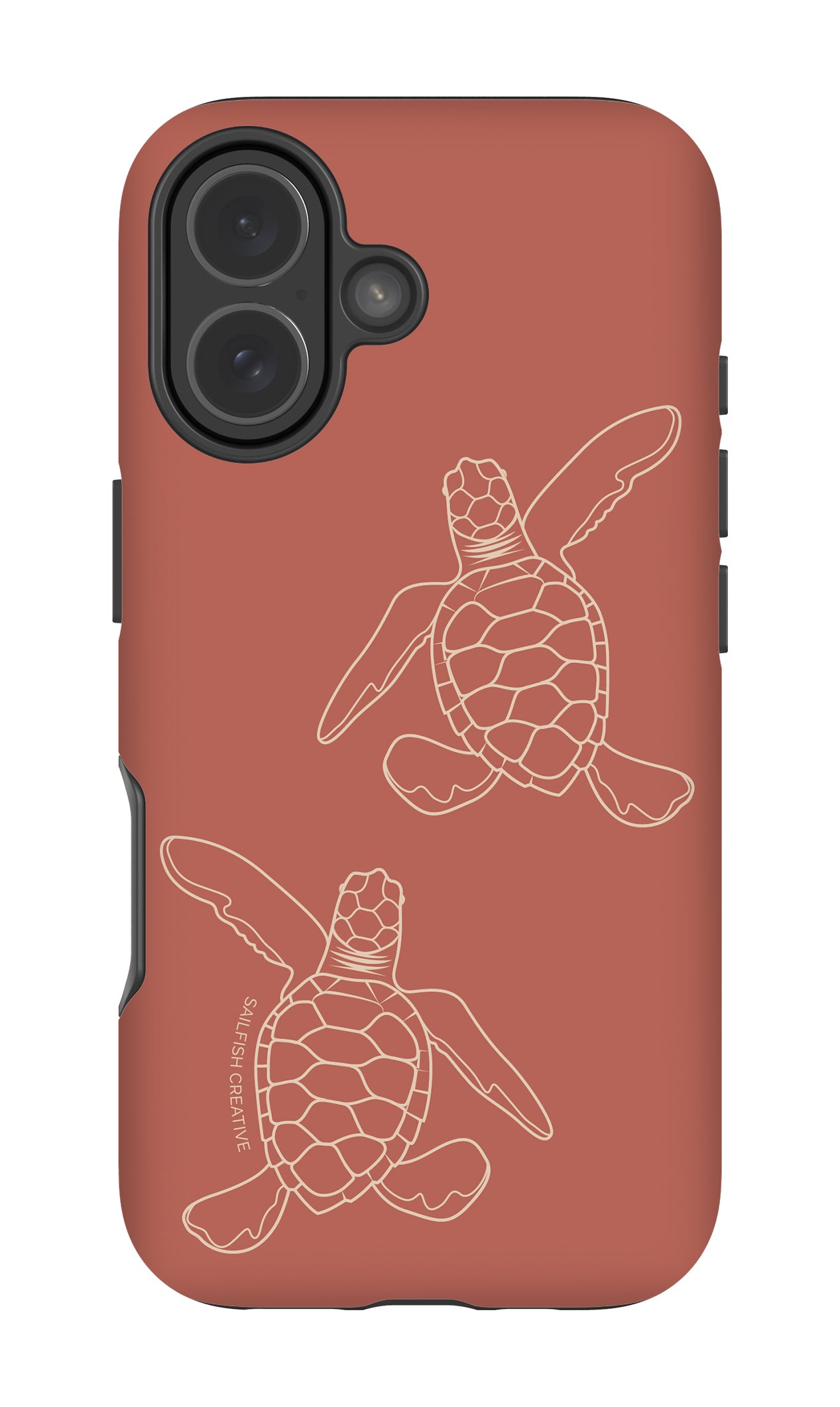 iPhone Tough Case - Turtle Hatchlings Outline Rusty Coral