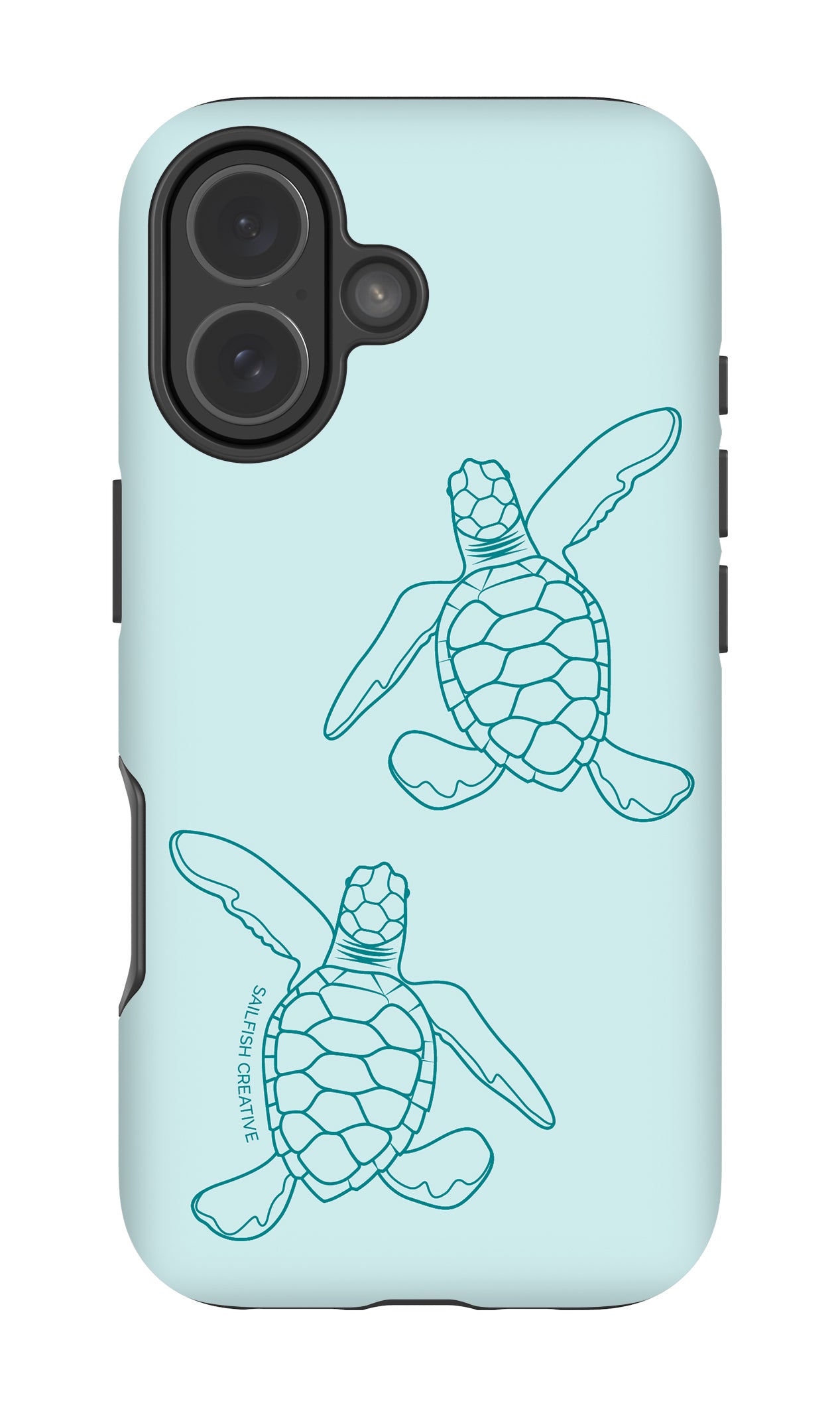 iPhone Tough Phone Case - Turtle Hatchlings Outline Teal