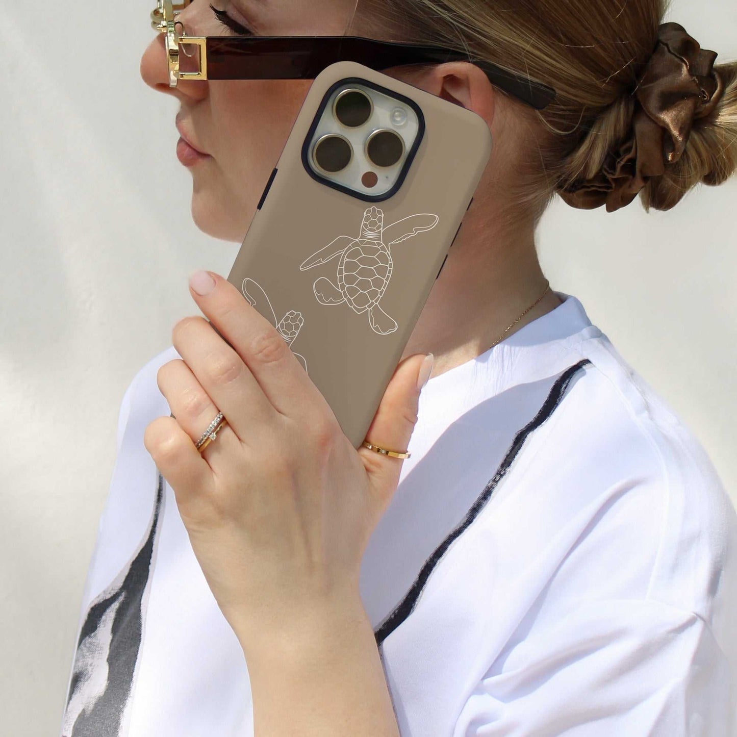 iPhone Tough Phone Case - Turtle Hatchlings Outline Natural - Sailfish Creative