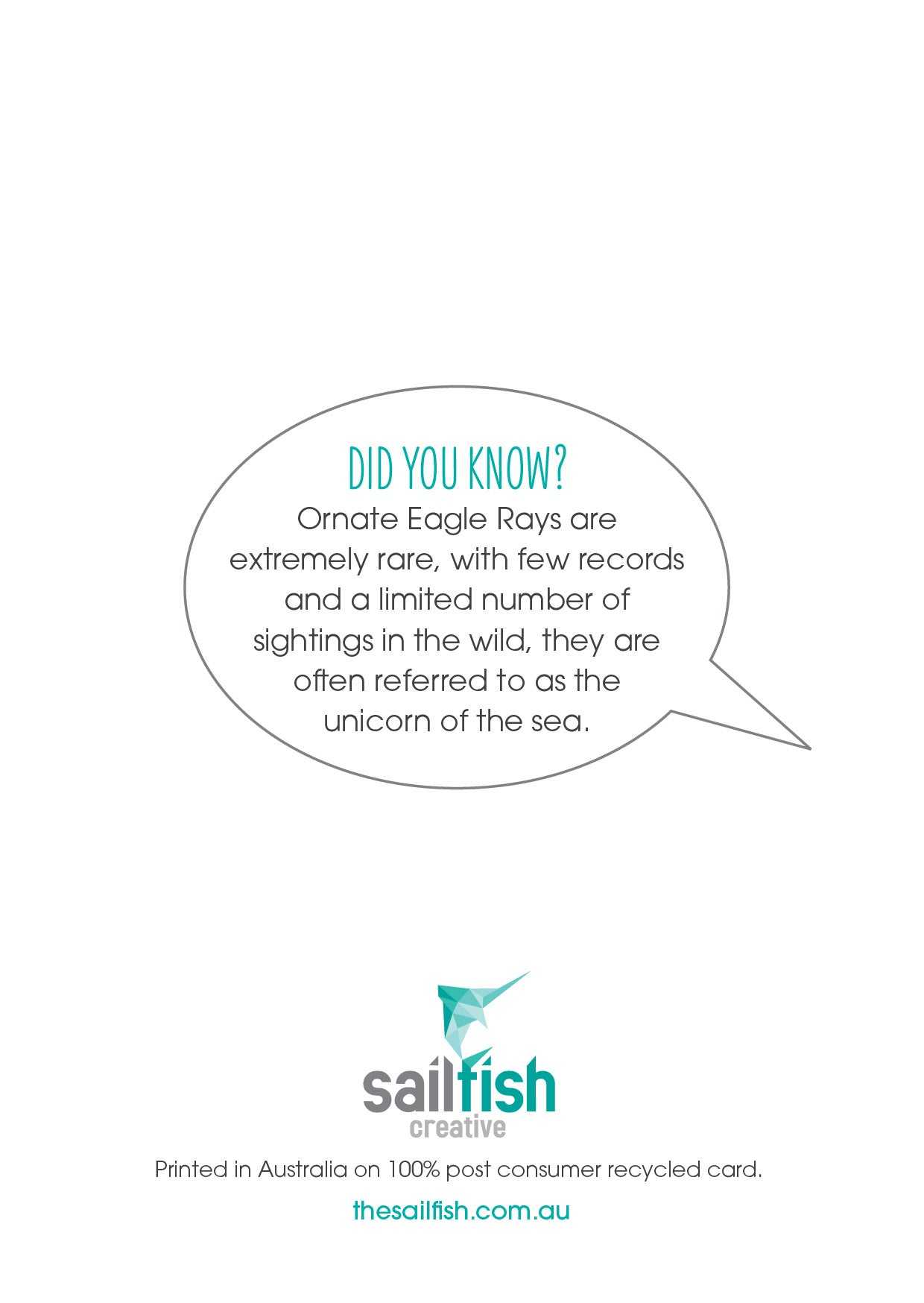 Greeting Card - Ornate Eagle Ray