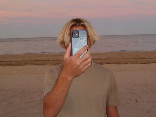 iPhone Tough Phone Case - Whale Sharks Outline Navy