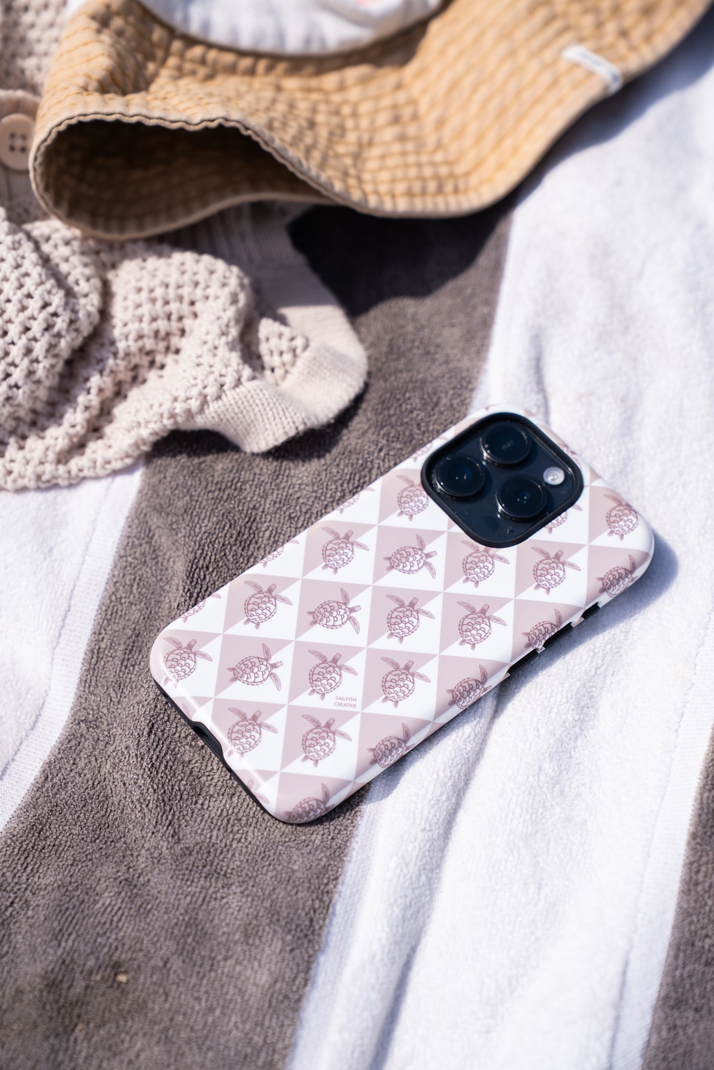 iPhone Phone Case - Turtle Diamonds Neutral