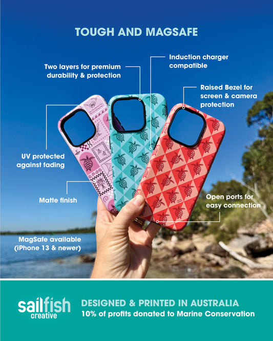iPhone Phone Case - Turtle Hatchlings Outline Teal