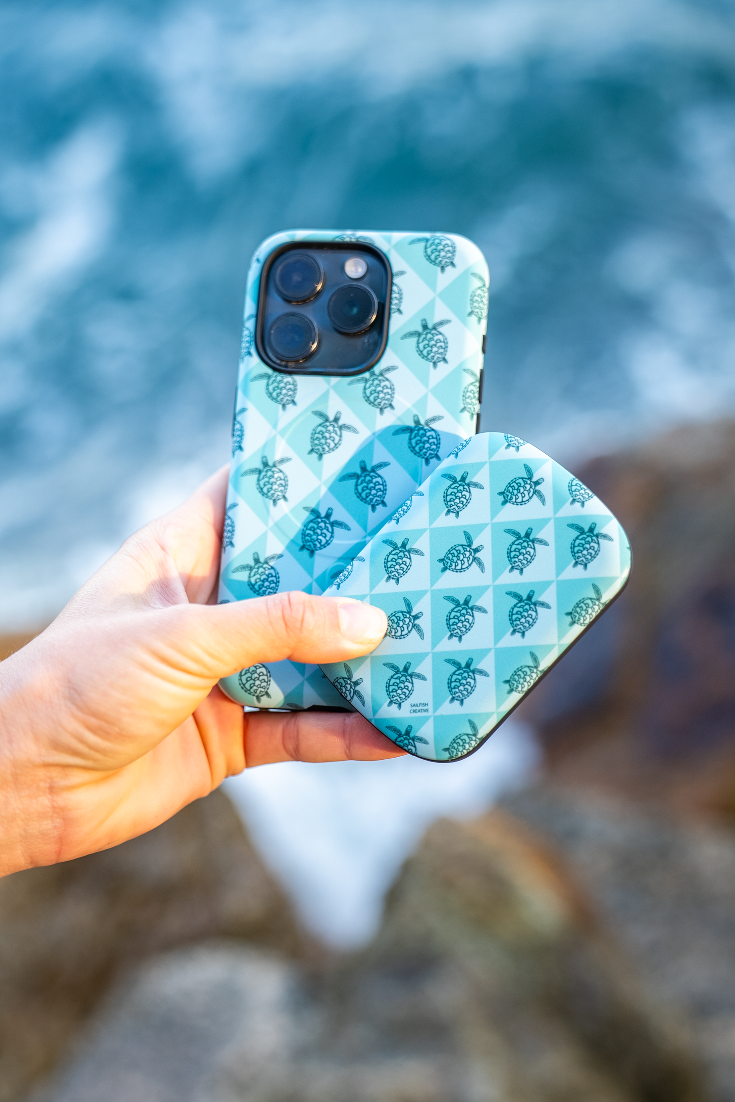 iPhone Phone Case - Turtle Diamonds Teal