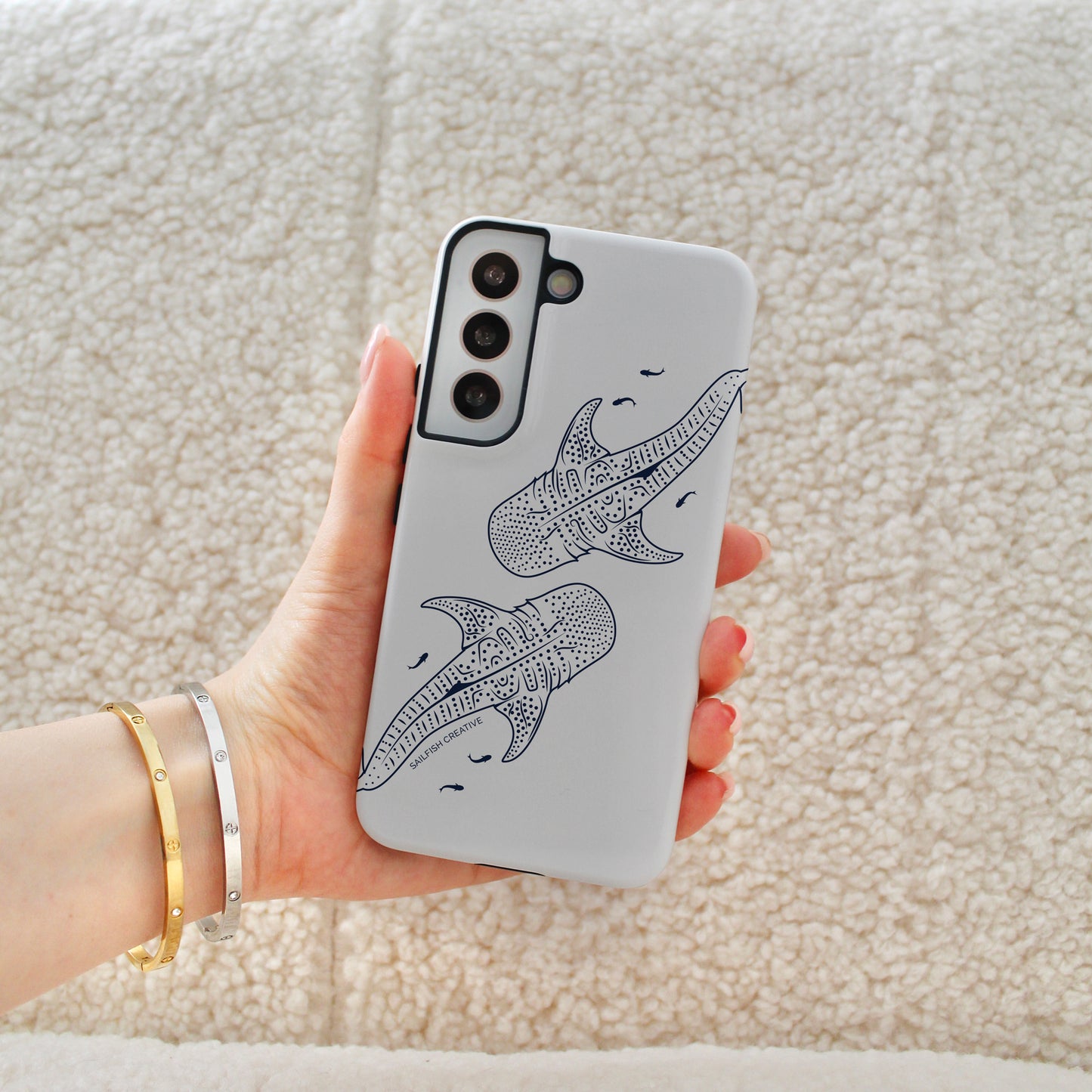 Samsung Tough Phone Case - Whale Sharks Outline