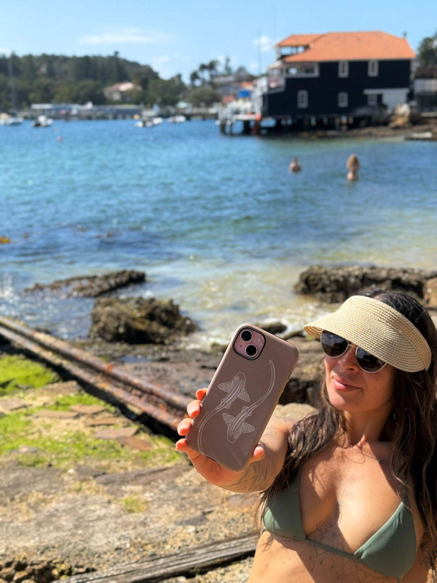 iPhone Tough Phone Case - Leopard Sharks Outline Natural