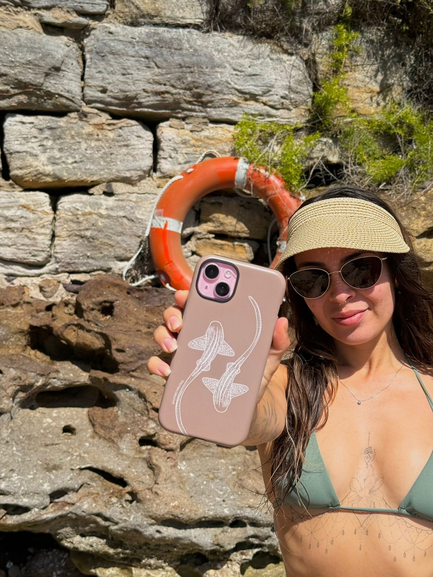 iPhone Tough Phone Case - Leopard Sharks Outline Natural