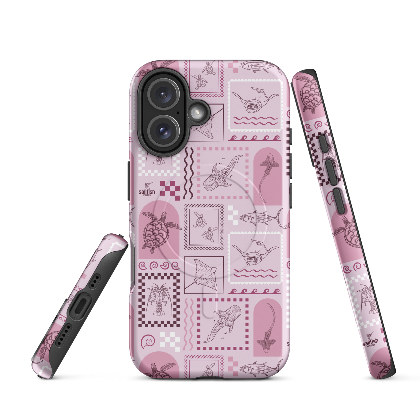 iPhone MagSafe Tough Phone Case - Arches Print Orchid