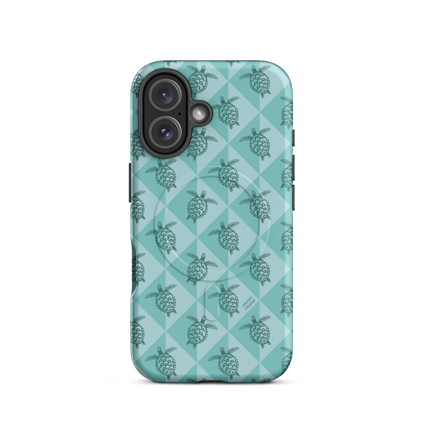 iPhone MagSafe Tough Phone Case - Turtle Diamonds Teal
