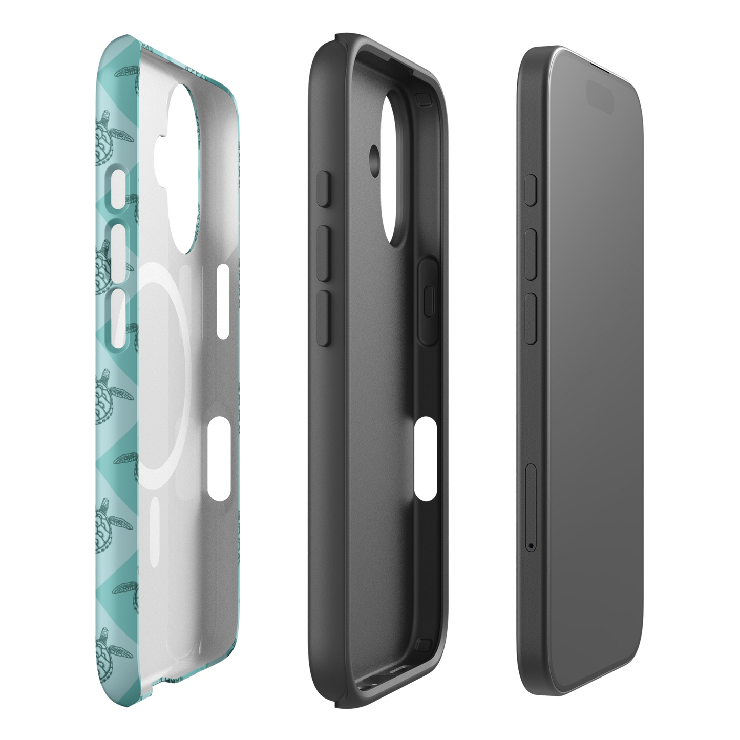 iPhone MagSafe Tough Phone Case - Turtle Diamonds Teal